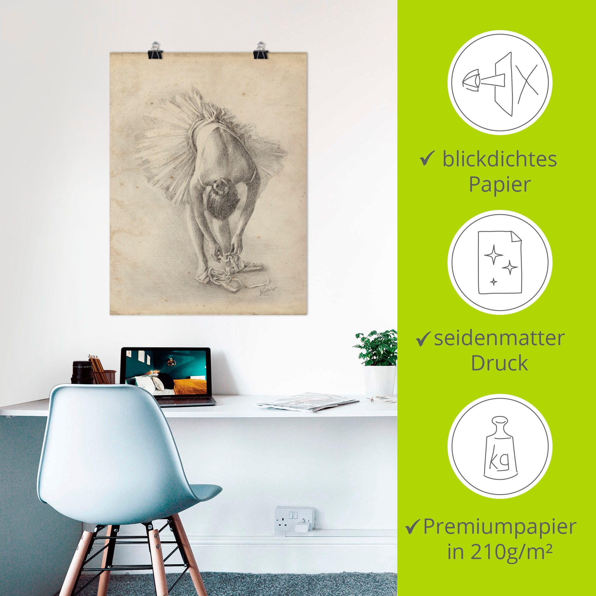 Artland Poster Antieke ballerina's oefening I als artprint van aluminium, artprint op linnen, muursticker of poster in verschillende maten