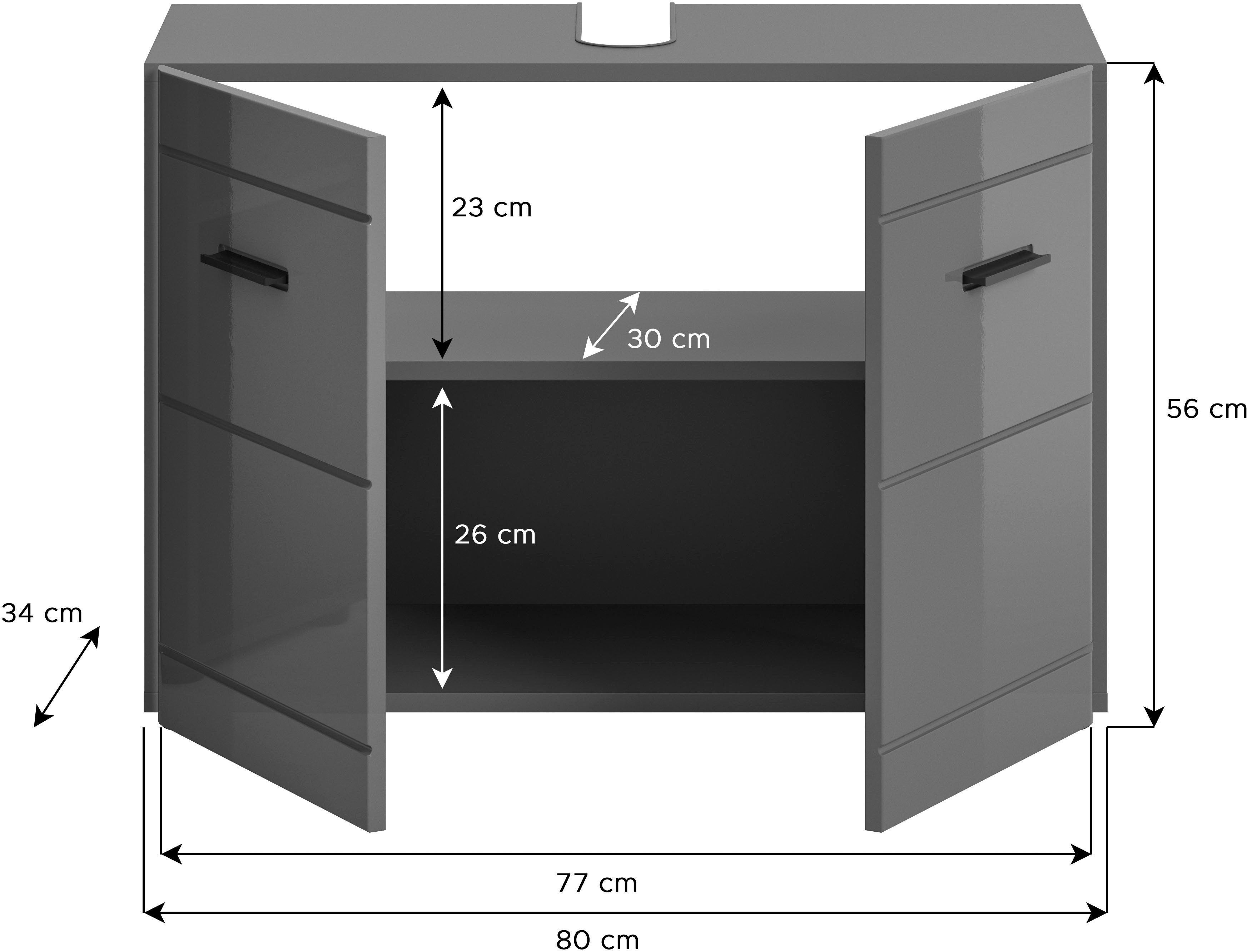 welltime Wastafelonderkast Doux, breedte 80 cm, 2 deuren, 1 plank, verdeelde achterwand