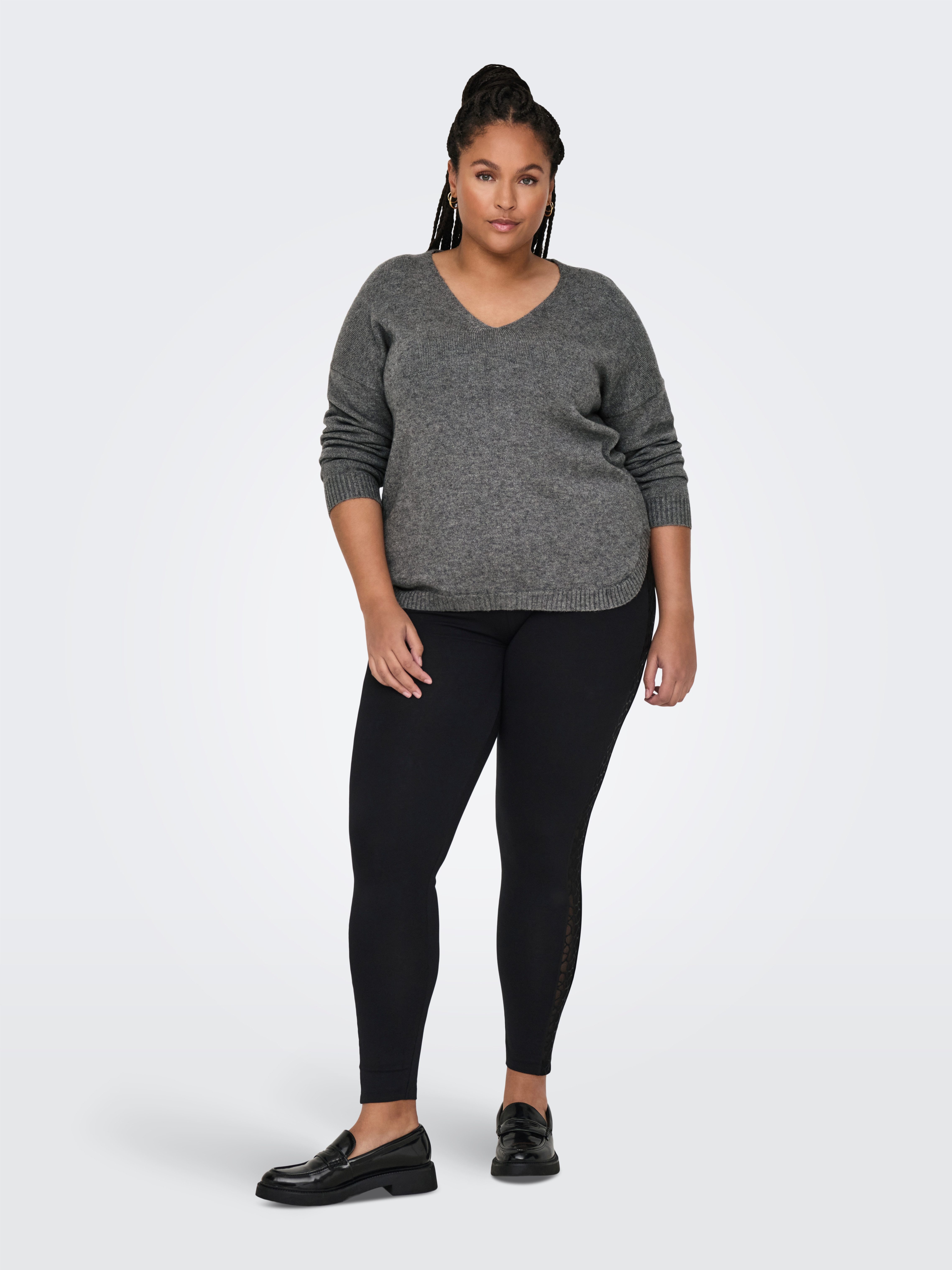 ONLY CARMAKOMA Trui met V-hals CARMARGARETA LS PULLOVER KNT NOOS