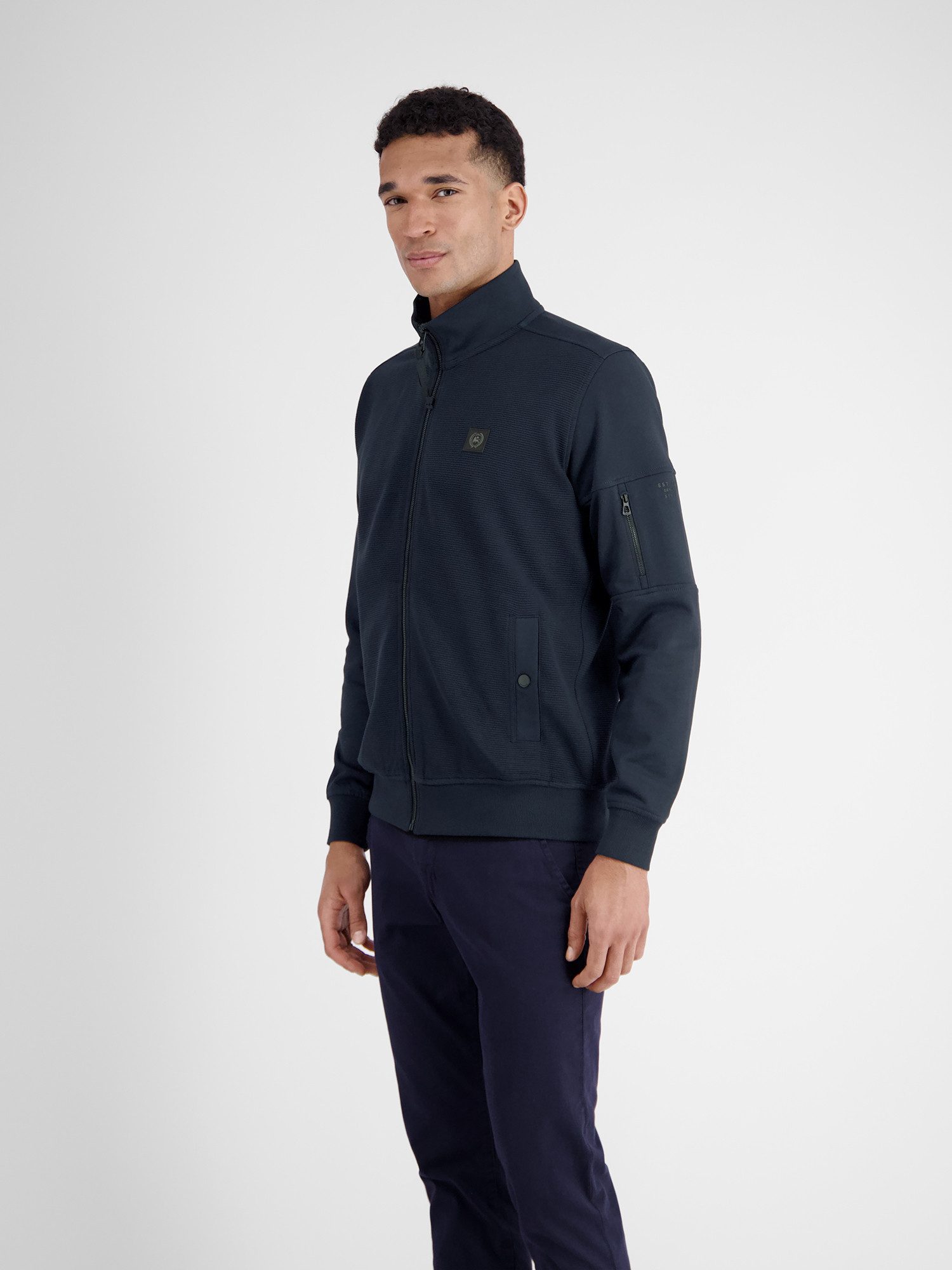 Lerros Sweatvest LERROS heren sweatshirt jack in structuur-katoenkwaliteit