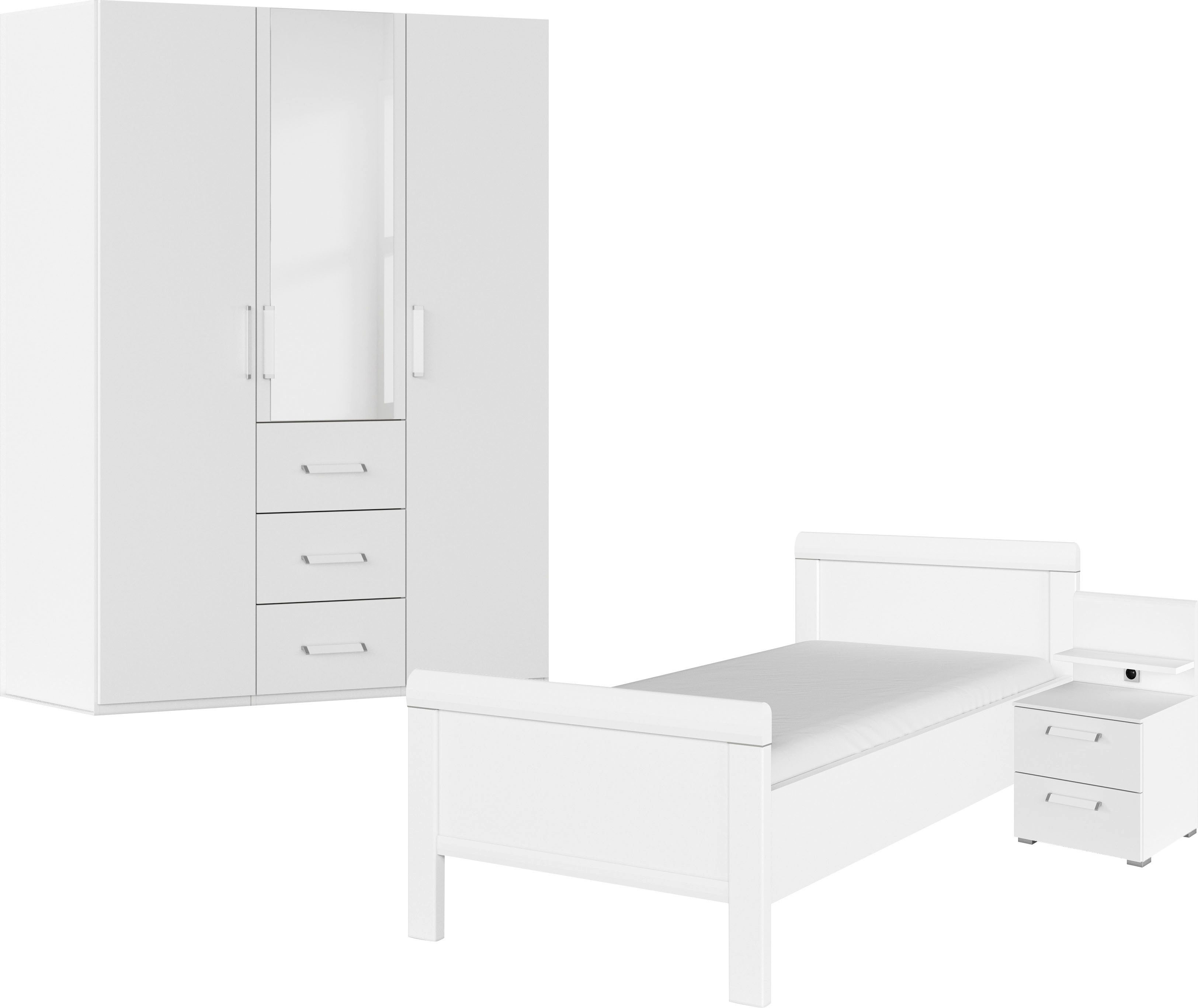 Rauch Slaapkamerserie Evelyn Kast en bed in 2 breedtes, nachtkastje met paneel MADE IN GERMANY (set, 3-delig)