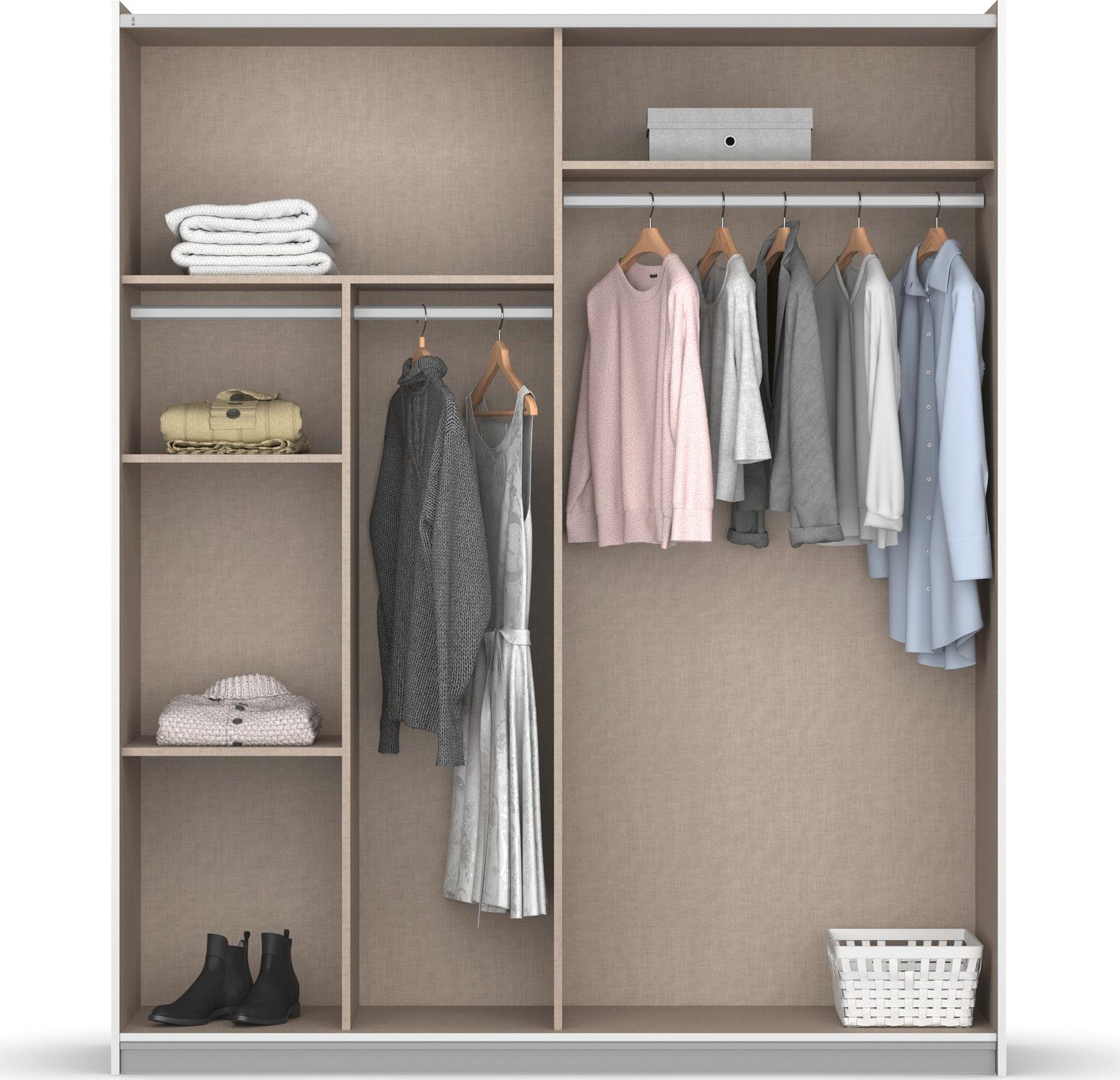 rauch Zweefdeurkast Kledingkast kast garderobe REFLECT inclusief praktische binneninrichting met veel opbergruimte made in germany