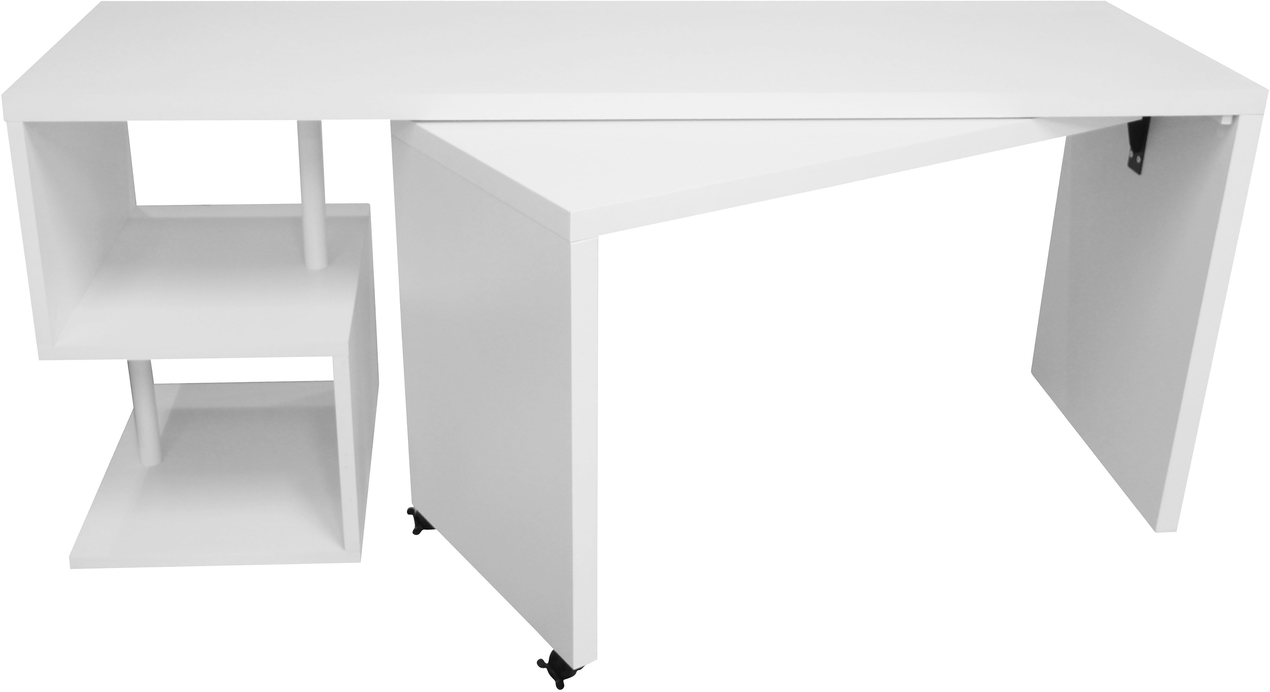 Places of Style Bureau Lopar, hoekbureau , rolbaar tafel-element, ruime werkruimte, hoek 180x129 cm