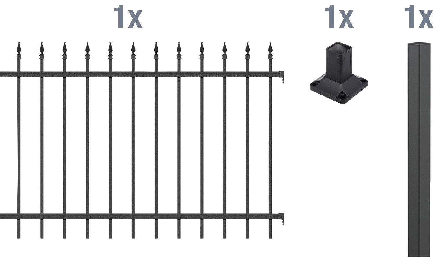 GAH Alberts Metalen hek Uitbreidingsset Chaussee Hoogte: 100 en 120 cm, breedte: 200 cm, om vast te schroeven