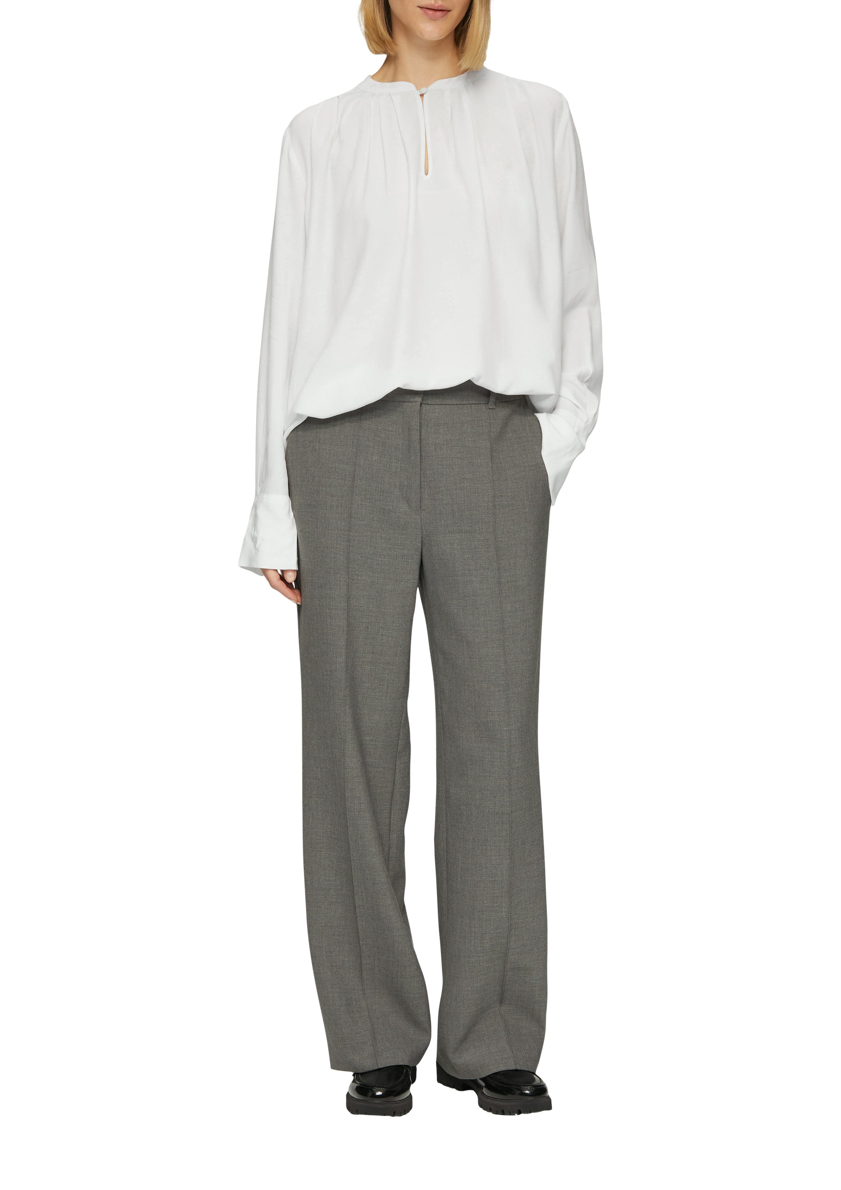 s.Oliver BLACK LABEL Blouse met lange mouwen met lichte rimpeling aan de kraag