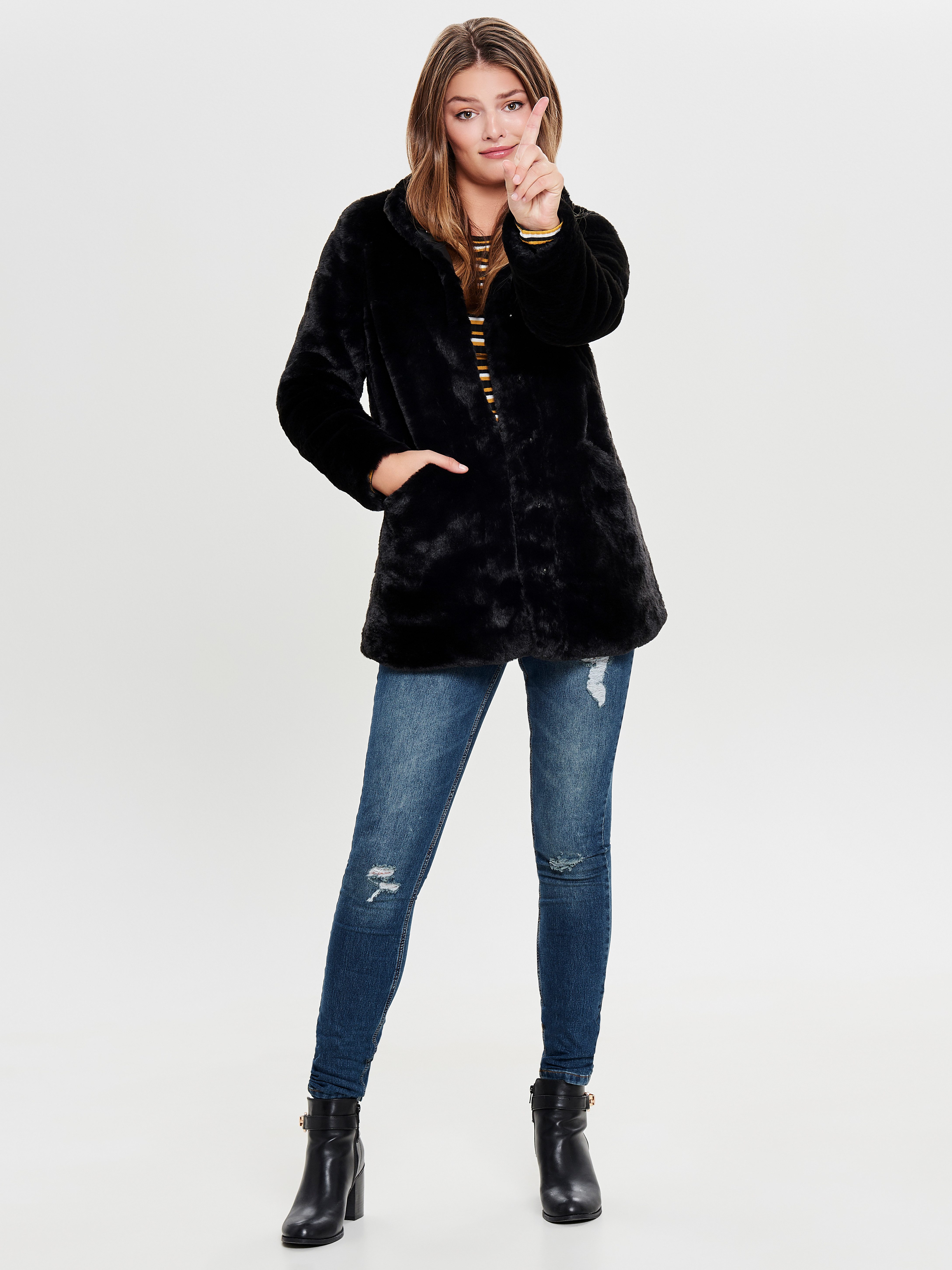 Only Lange jas van imitatiebont ONLVIDA FAUX FUR COAT OTW