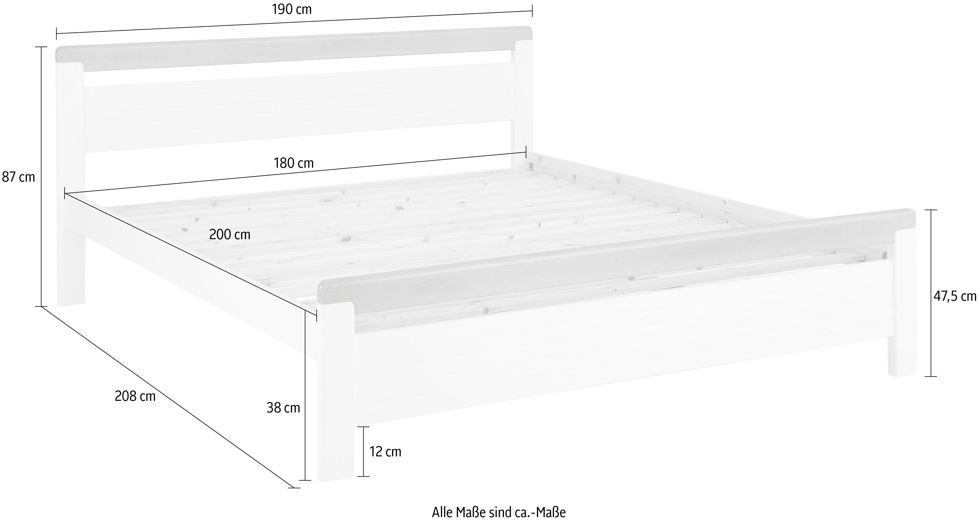 Home affaire Massief houten ledikant "CAPRE" in Scandinavische landhuisstijl in verschillende breedtes verkrijgbaar, gecertificeerd massief hout, latten look