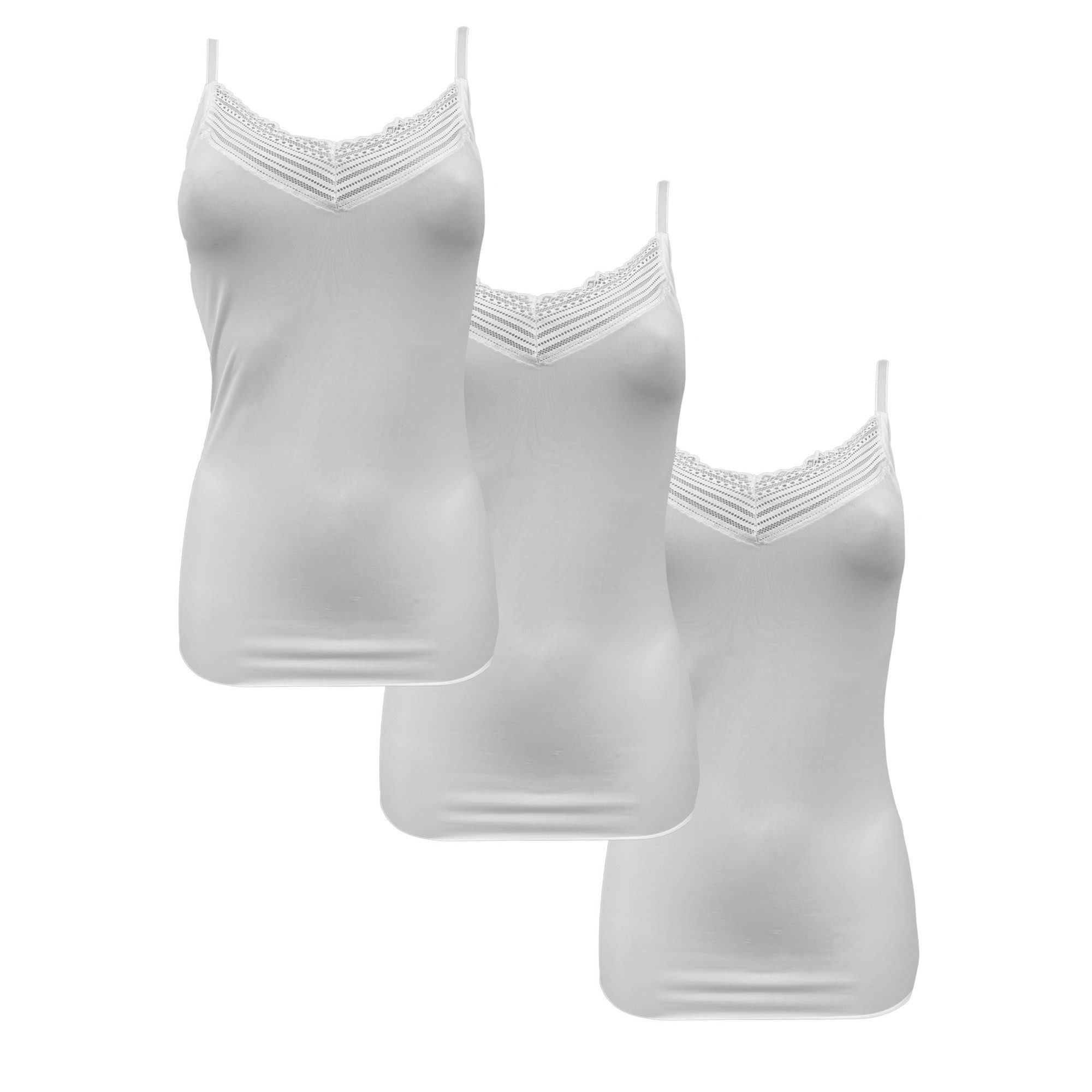 MUSTANG Hemd Free cut singlet (Set van 3) dames armloze tops maat XL wit