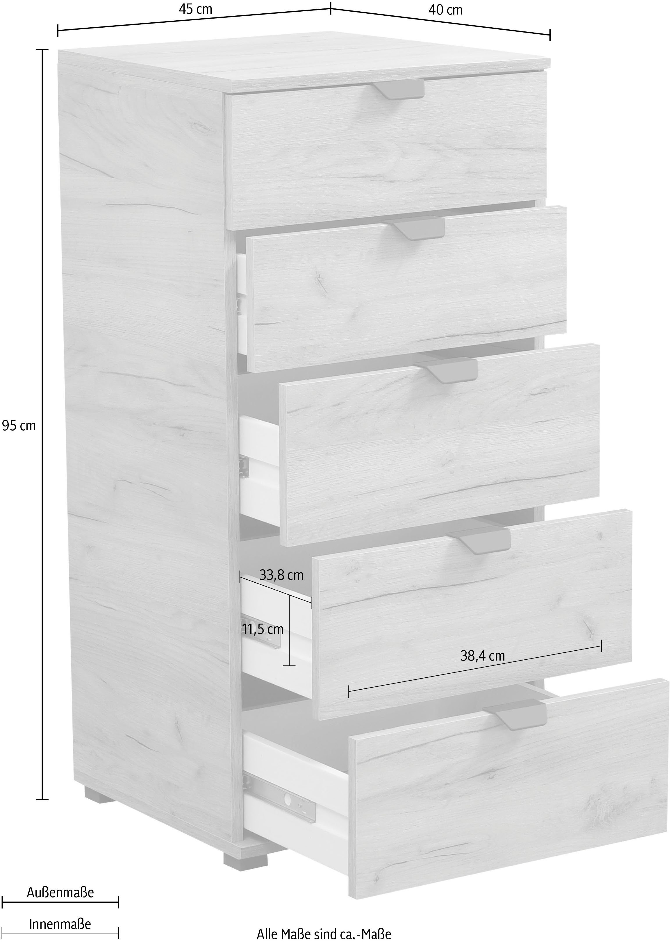 INOSIGN Kast Duero ladekast met 5 laden, breedte ca. 45 cm