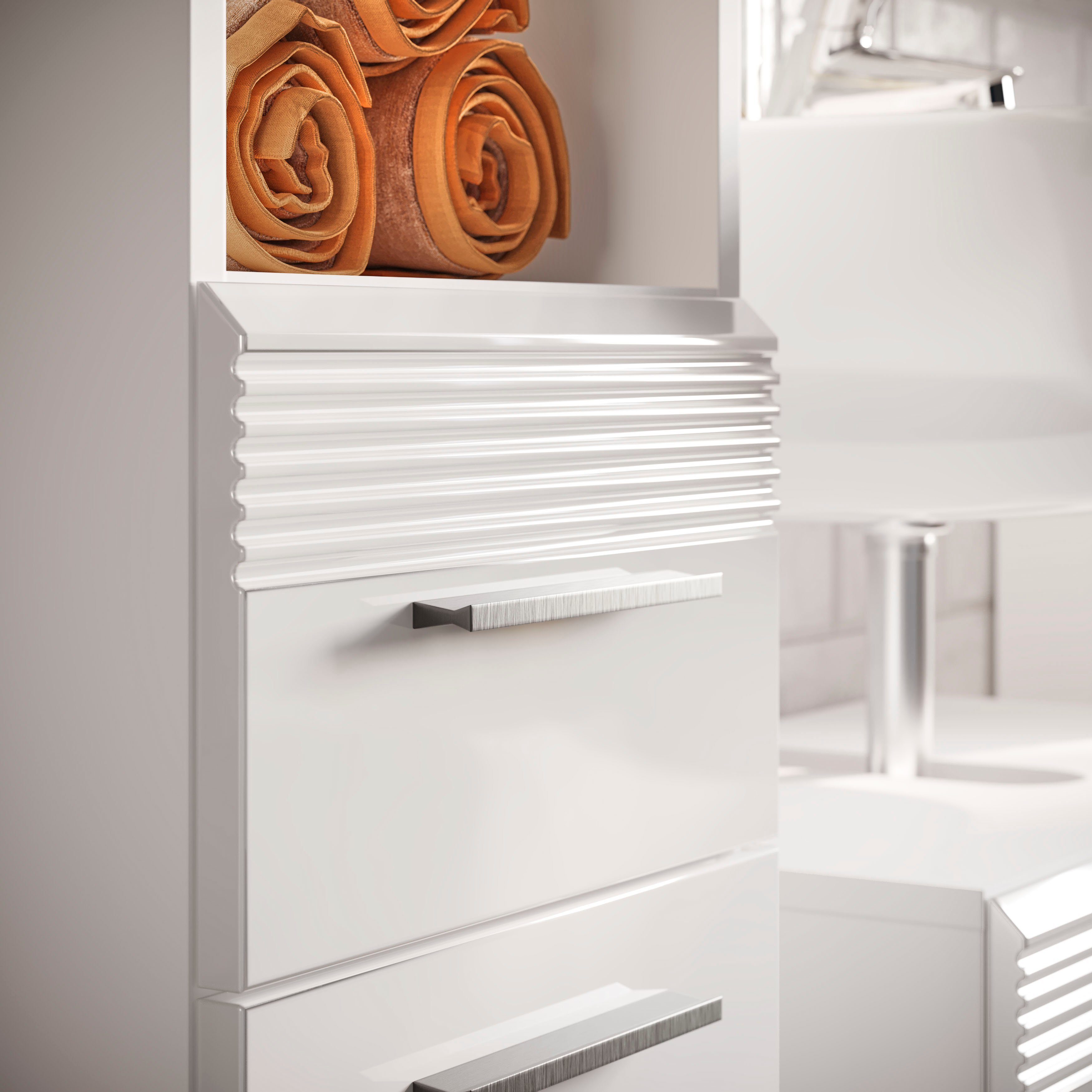 INOSIGN Hoge kast Malmö, Breedte 30 cm, 2 deuren, 1 lade, 1 open vak, MDF-front in verschillende kleuren verkrijgbaar, badkamermeubels, badkamerkast, kast, badkamer