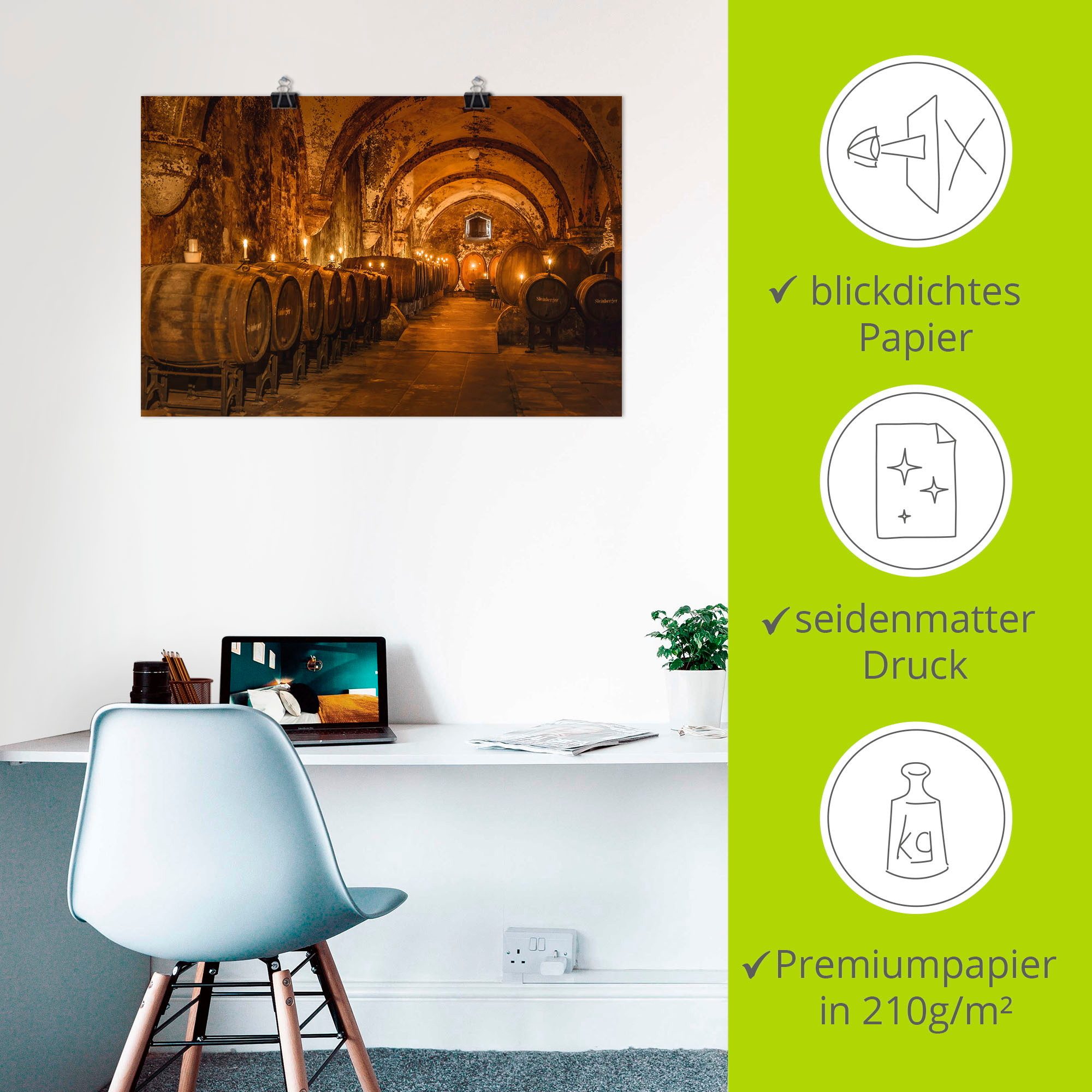 Artland Artprint Historische wijnkelder Eberbach als artprint van aluminium, artprint voor buiten, artprint op linnen, poster in verschillende maten. maten