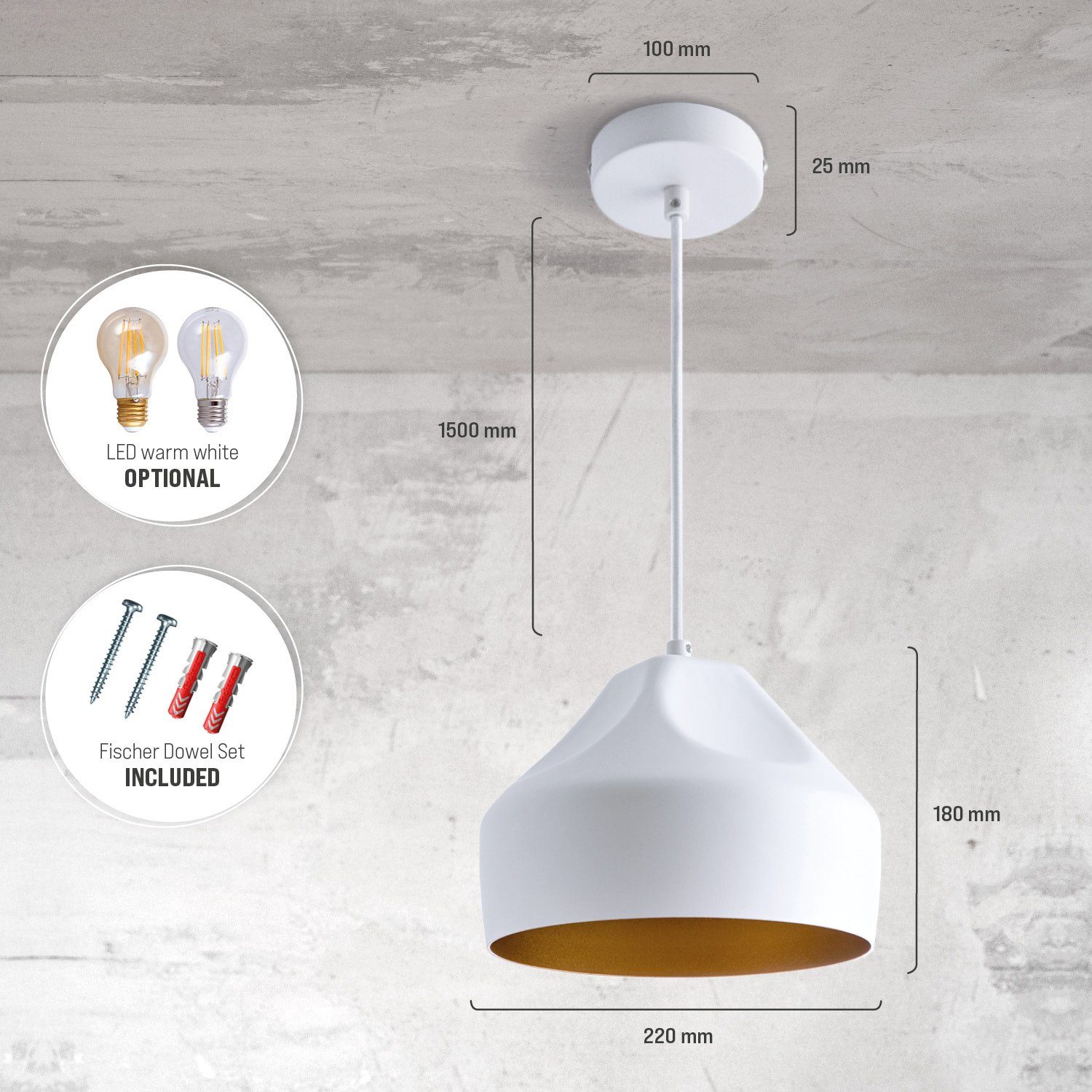Paco Home Hanglamp HURLEY U Hanglamp eetkamer keukenlamp hangend Eettafellamp binnenin in goudkleur