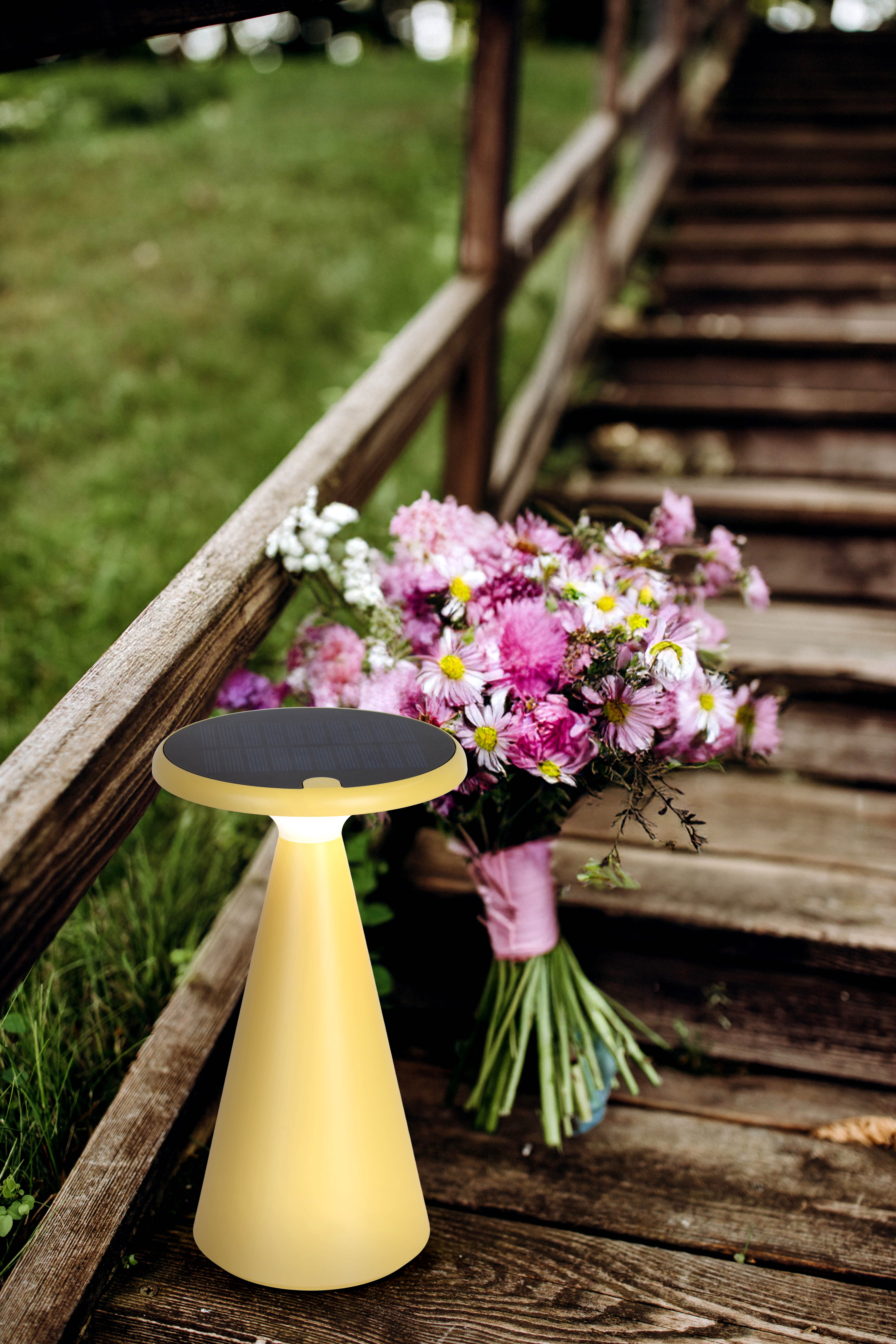 näve Led-tafellamp Palu Zonne-/accu-aangedreven, aanraking, dimbaar, geheugen, USB-C oplaadkabel, warmwit (1 stuk)