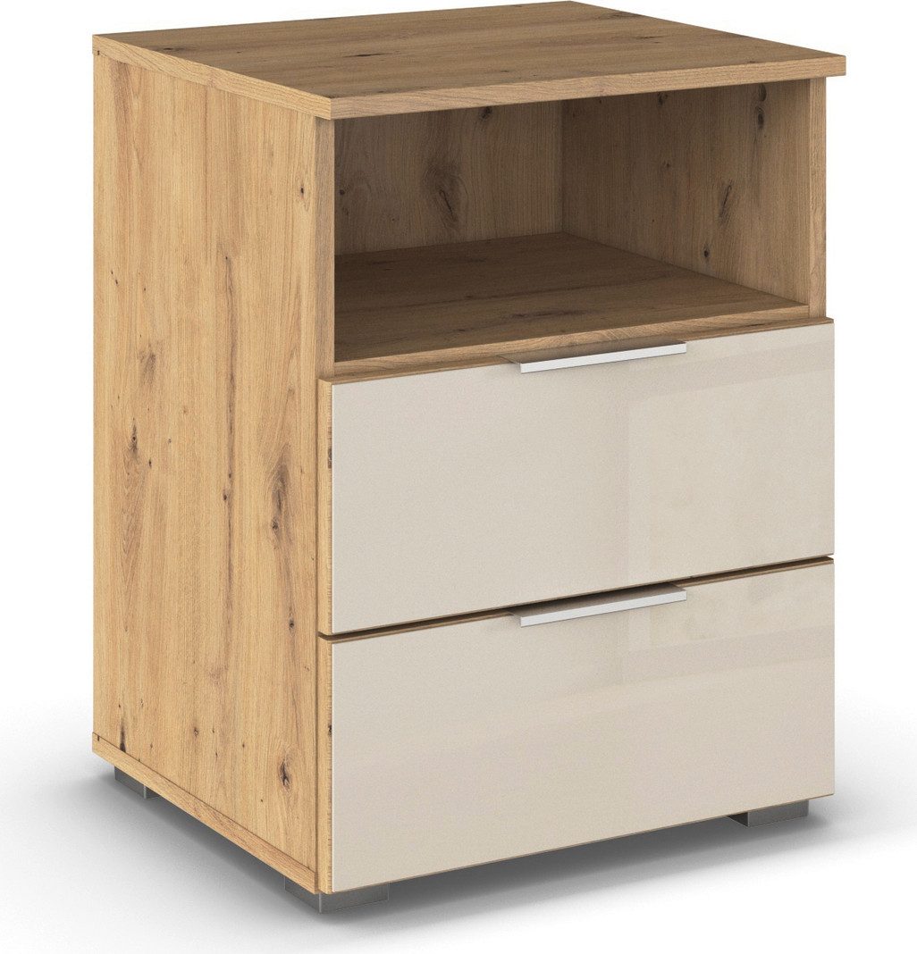 rauch Nachtkastje Nachttafel Nachtkast Nachtconsole AGORDO met Glasfront met 2 lades en nis voor veel opbergruimte made in germany nachtkastjes bruin
