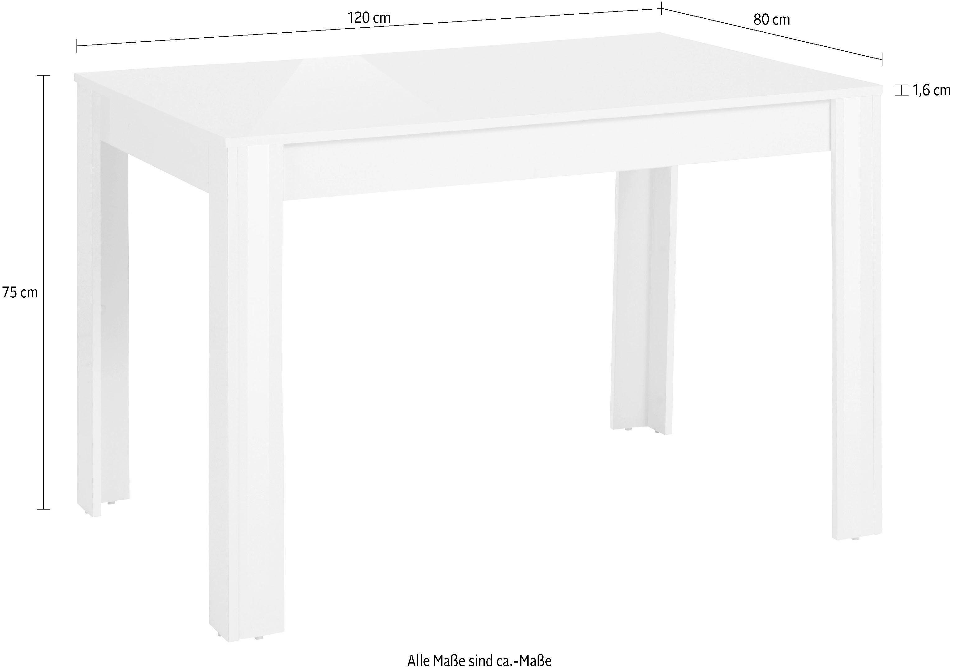 INOSIGN Eettafel Meigh, TOPSELLER! van houtmateriaal in hoogglans, breedte 80 of 120 cm
