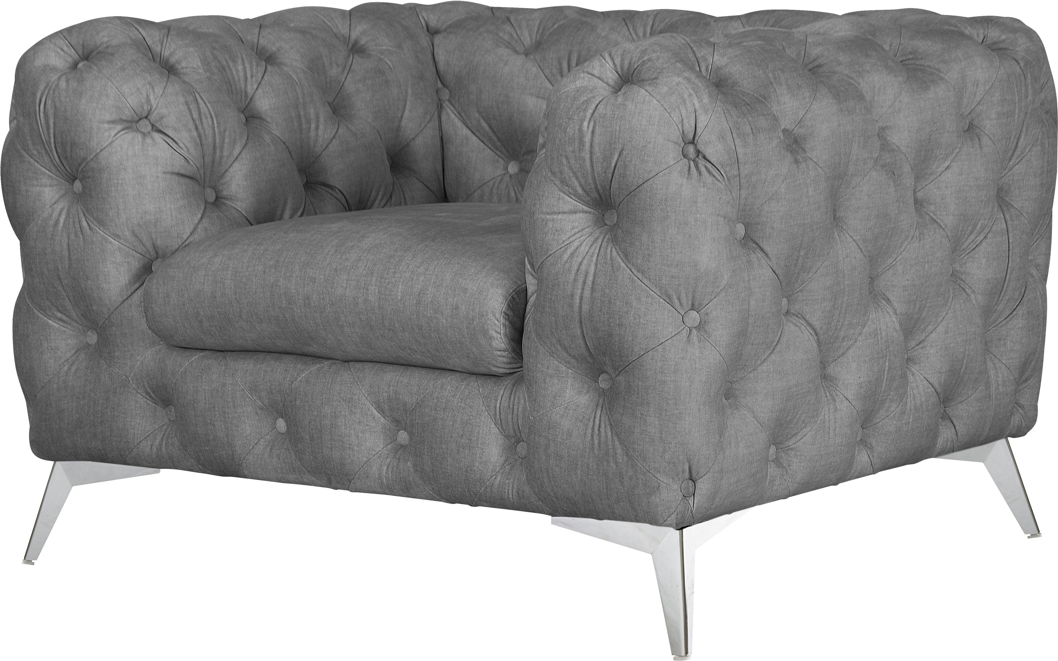 Leonique Chesterfield-fauteuil Glynis Fauteuil luxueuze capitonnage, moderne chesterfield look, kleur van de poten ter keuze