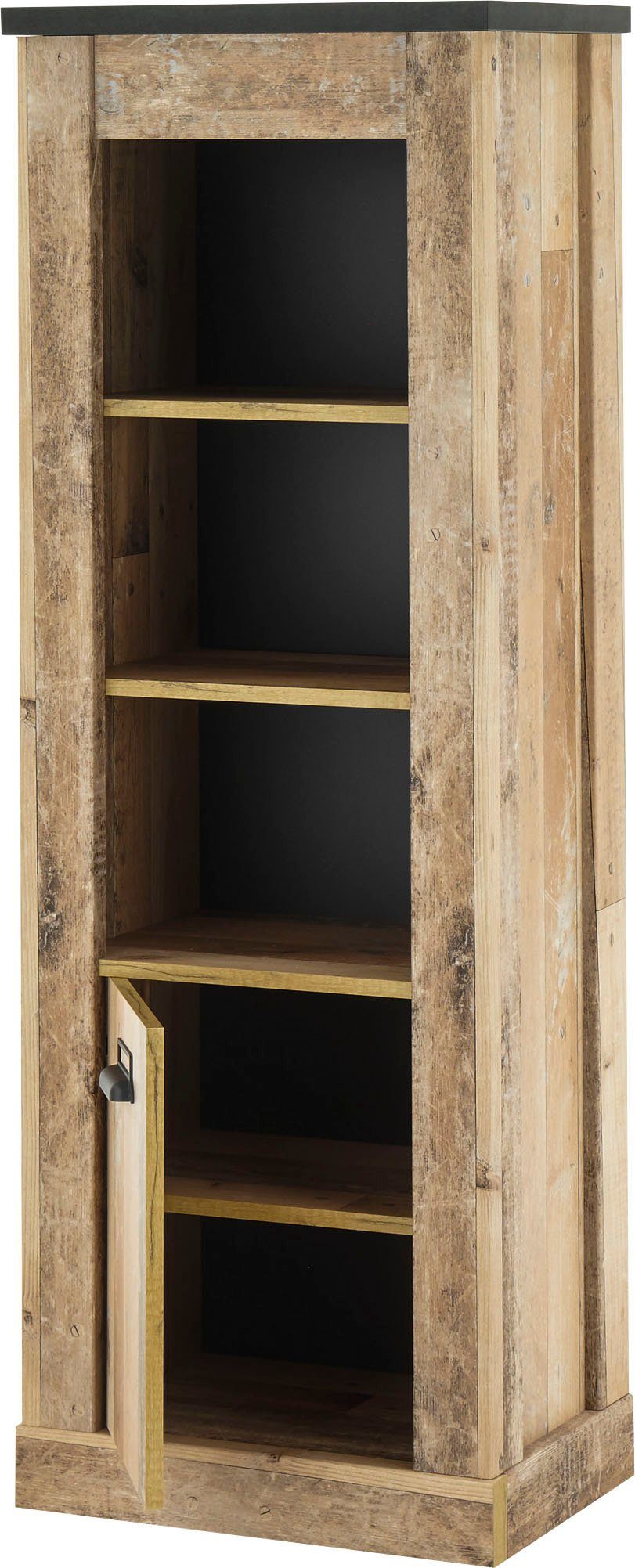 Home affaire Waskast SHERWOOD hoge kast, commode in moderne houtlook, met metalen apothekers handgrepen, hoogte 146 cm
