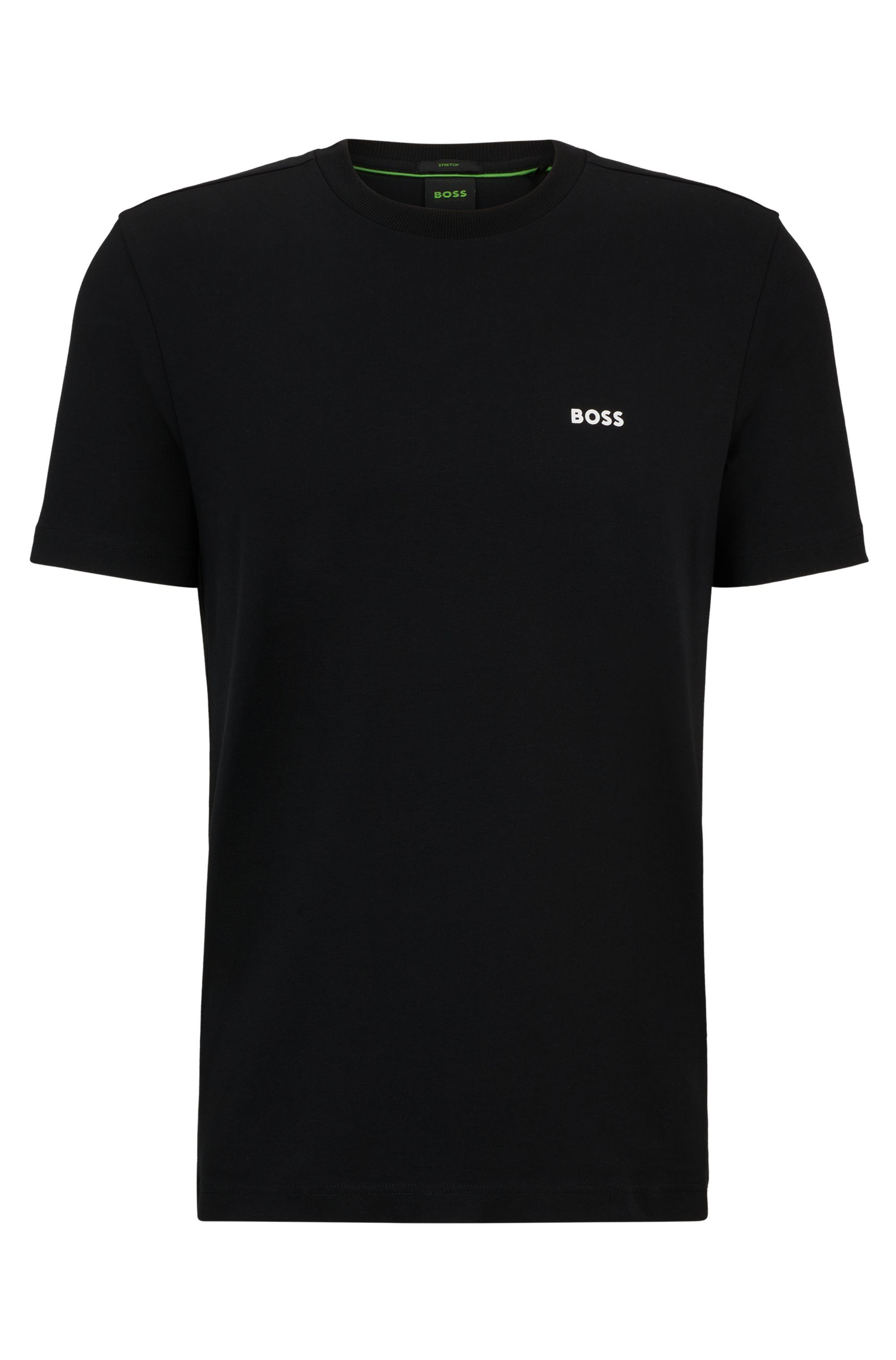 BOSS GREEN Shirt met ronde hals Thee met gegomd contrast-logo