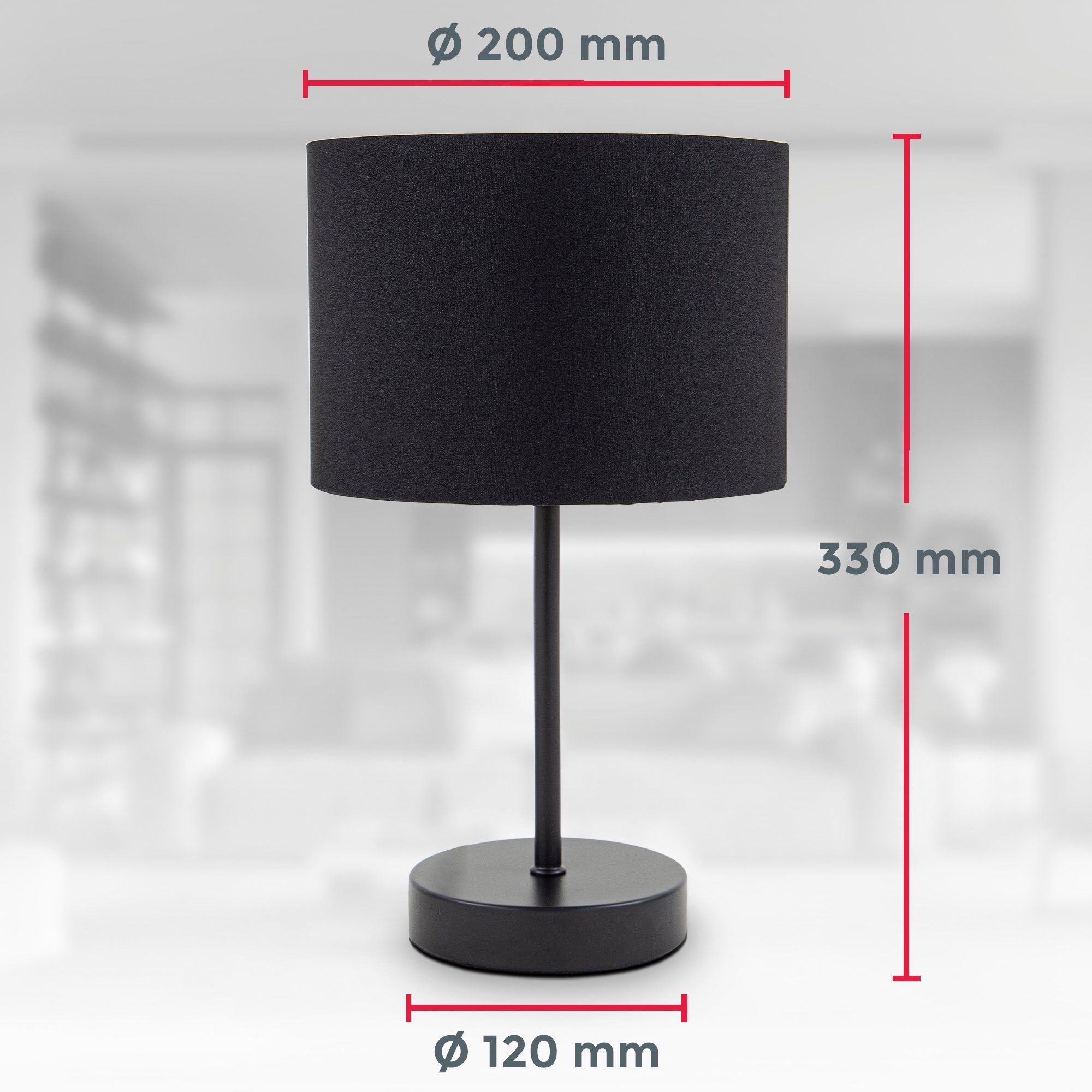 B.K.Licht Tafellamp BK_TL1422 Tafellamp, stoffen kap zwart-goudkleur, E27 fitting (1 stuk)