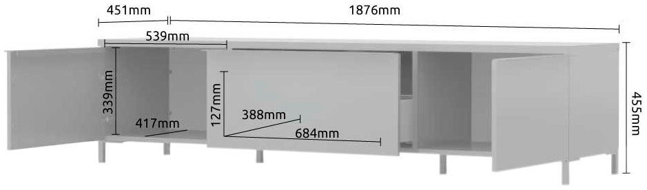 Places of Style Tv-meubel Onyx Kast met soft-close functie, in twee breedtes, tv-tafel