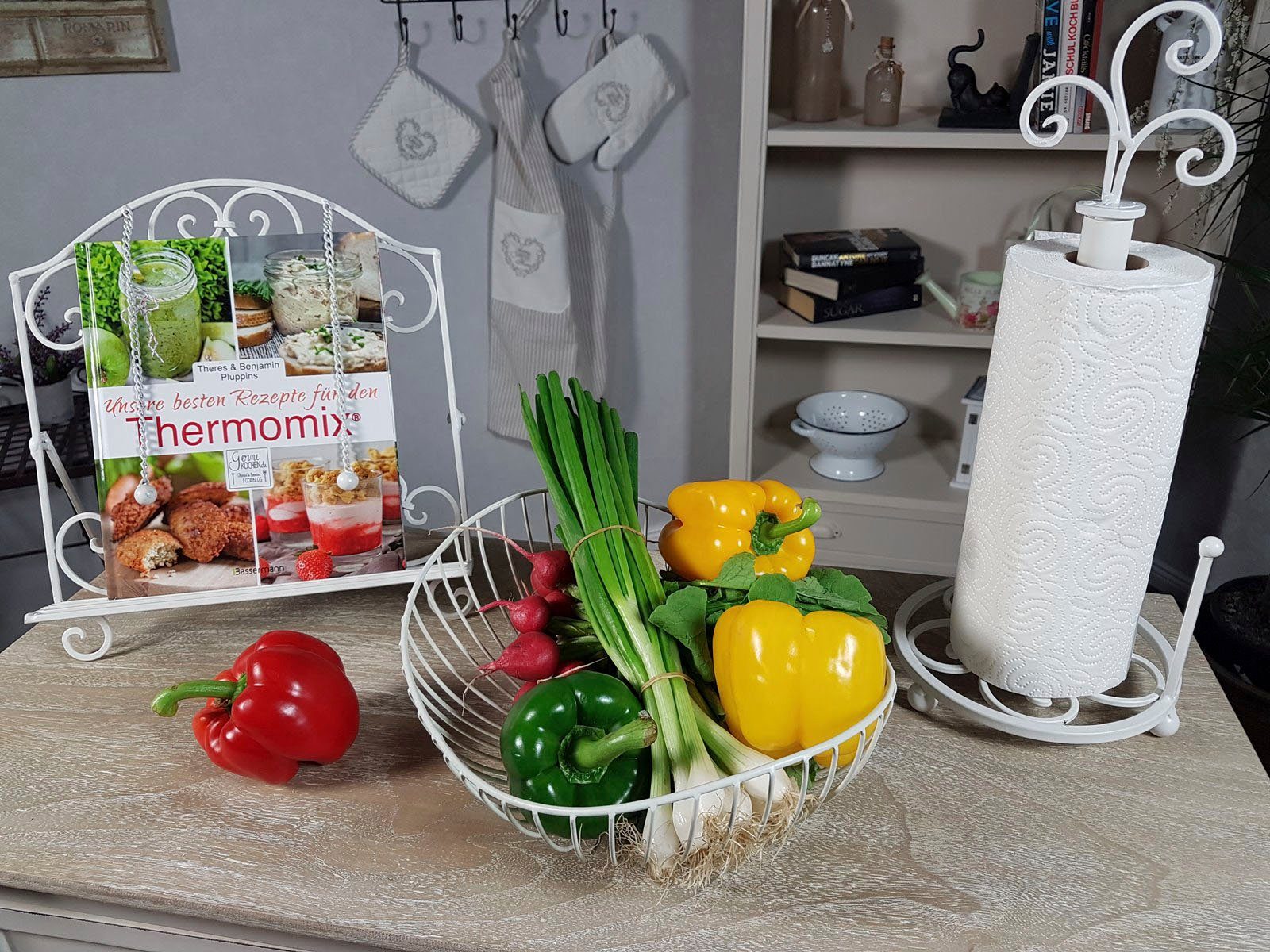 Ambiente Haus Decoratieve Schaal antiek-wit - paar 38 cm (1 stuk)