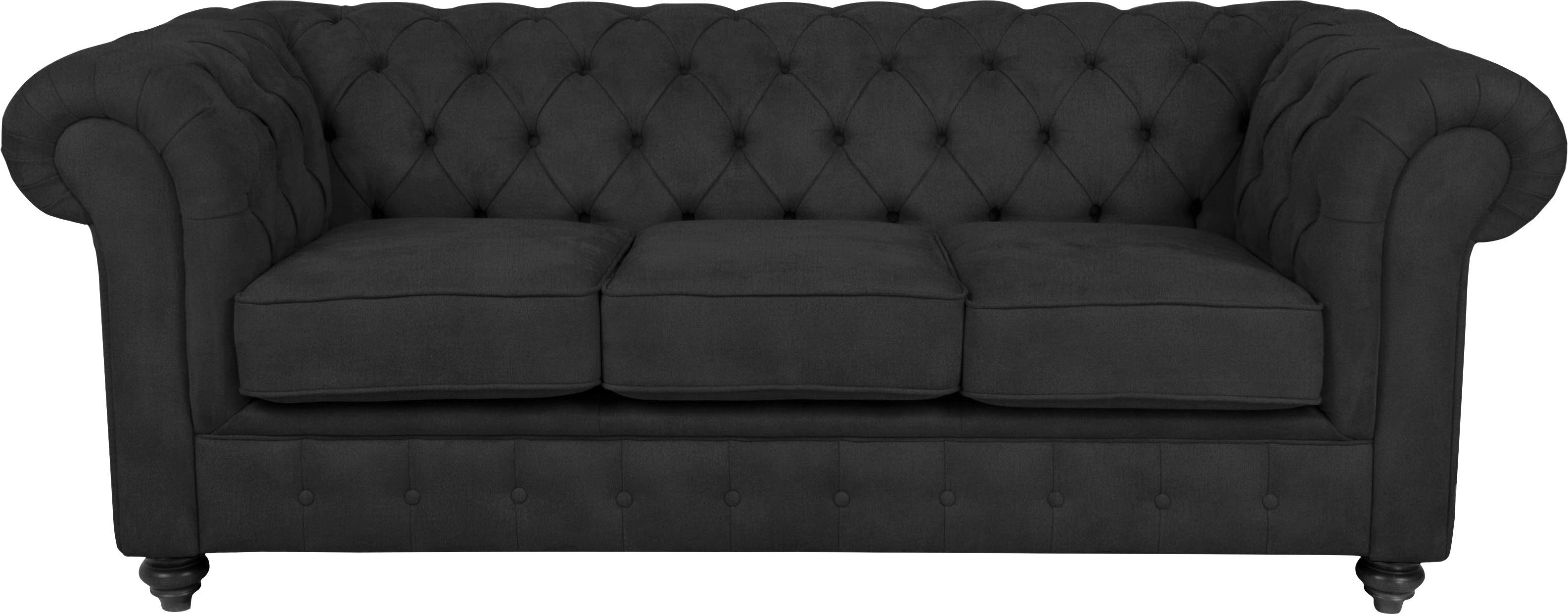 Home affaire Chesterfield-bank Duc 3-zits hoogwaardige capitonnage achter, fluwelige look met changerende look