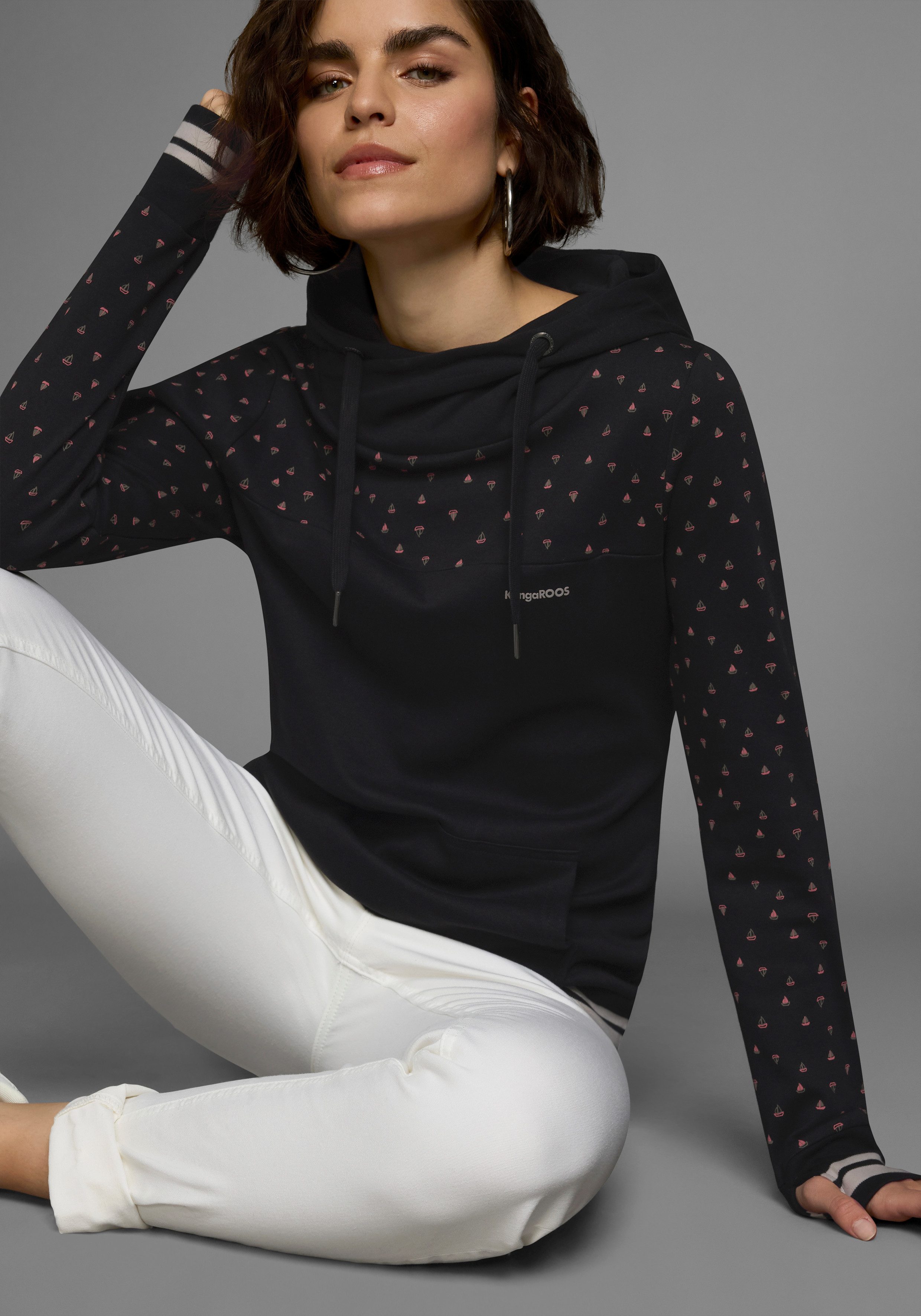 KangaROOS Hoodie Lange mouwen, figuurvolgende snit, van katoen, met capuchon