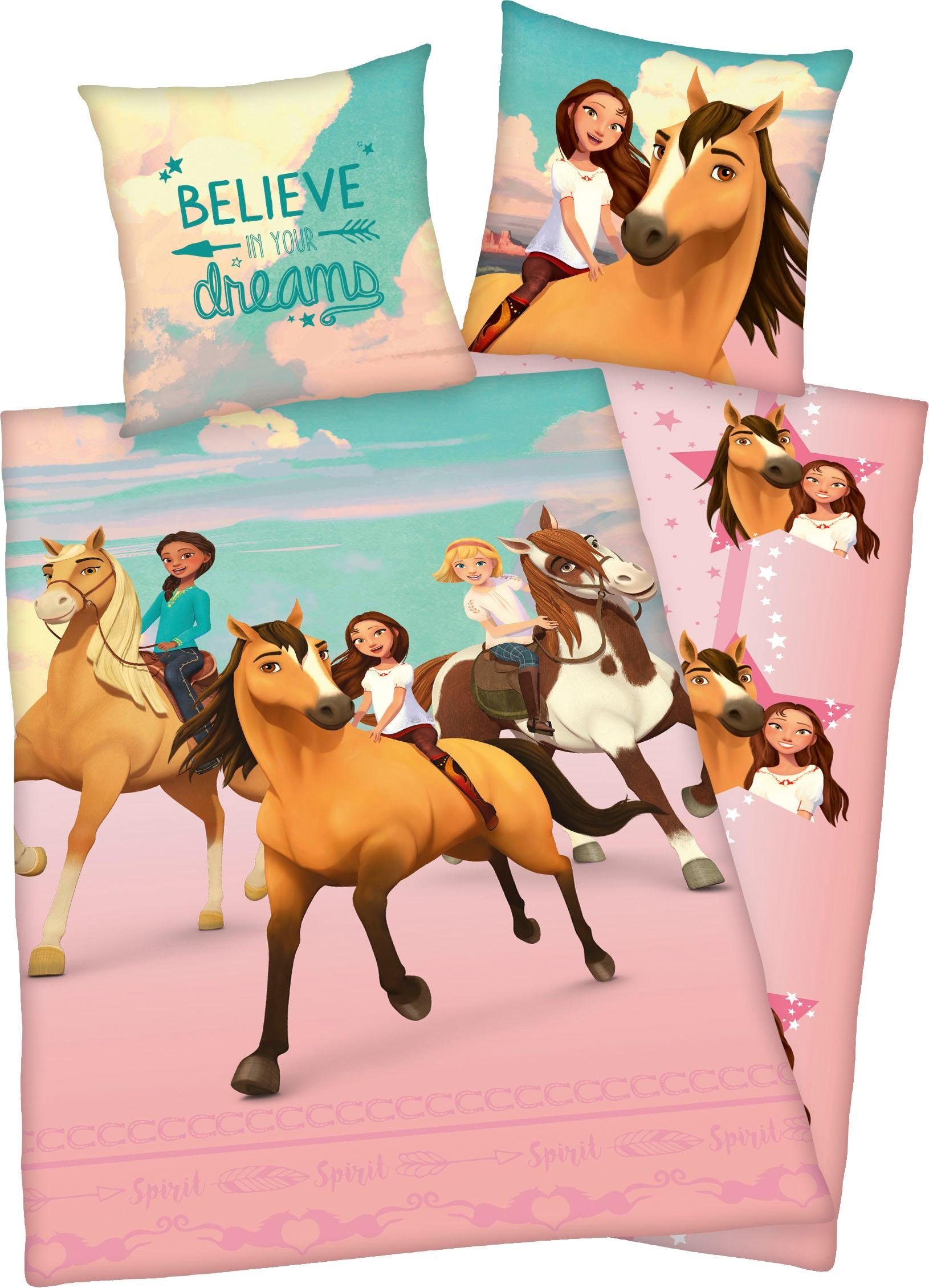 OTTO Kinderovertrekset Spirit met een schattig motief (2-delig) dekbedovertrekken maat 1x 135x200 cm roze