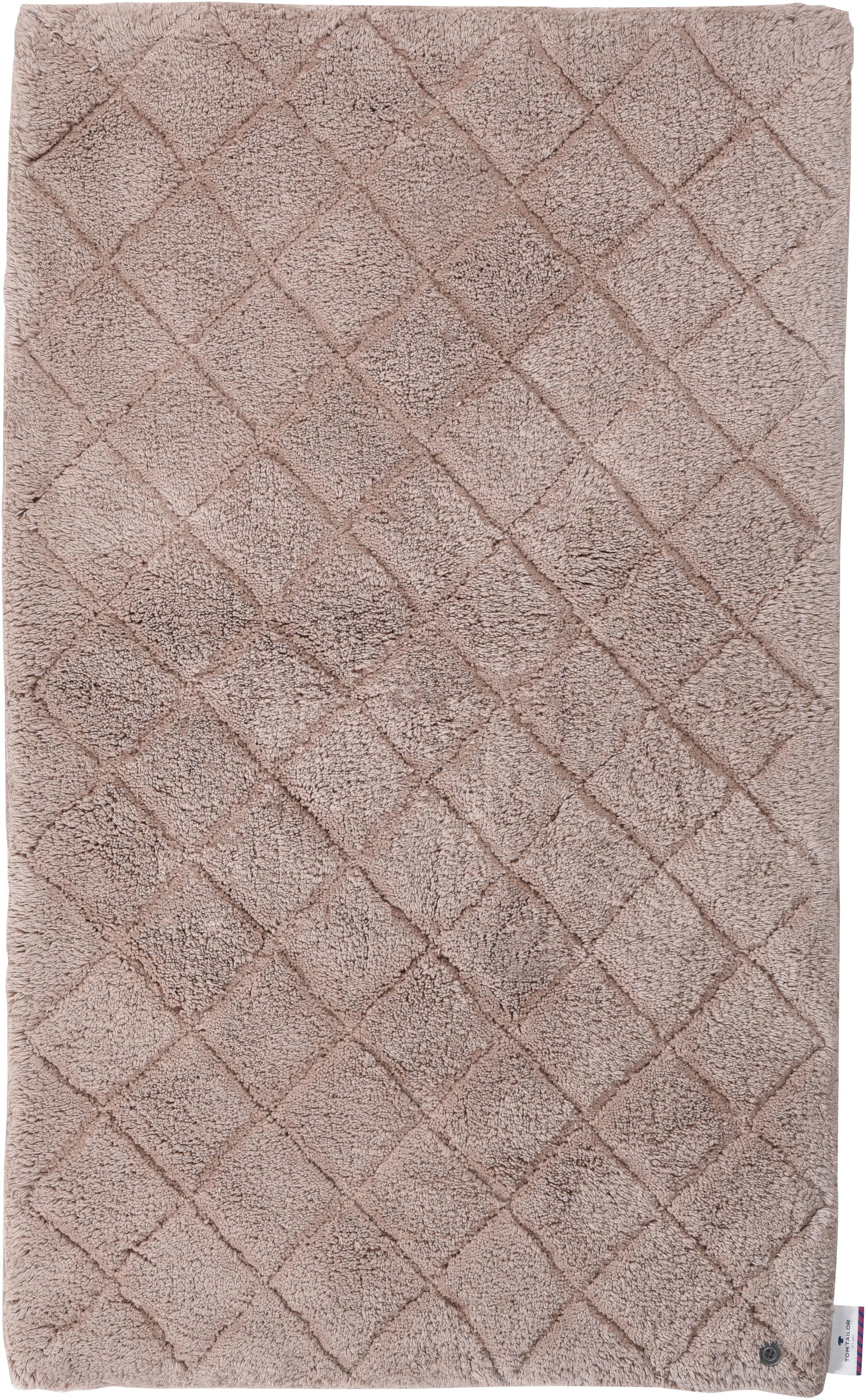 TOM TAILOR HOME Badmat Cotton Diamond Unikleurig, pastelkleuren, ruiten, puur katoen, zacht & behaaglijk (1 stuk)