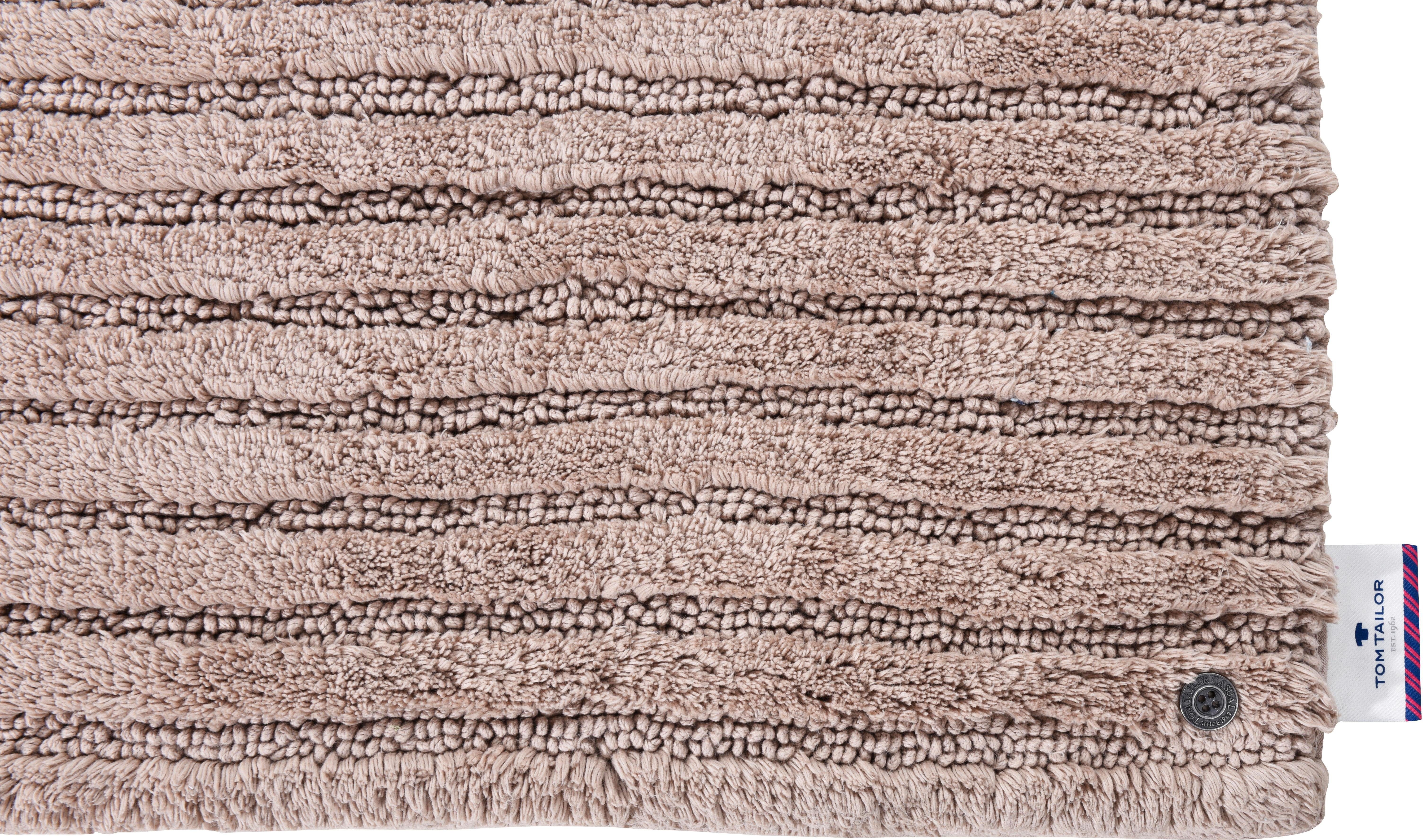 TOM TAILOR HOME Badmat Cotton Stripes Unikleurig, gestreept, puur katoen, reliëfeffect (1 stuk)