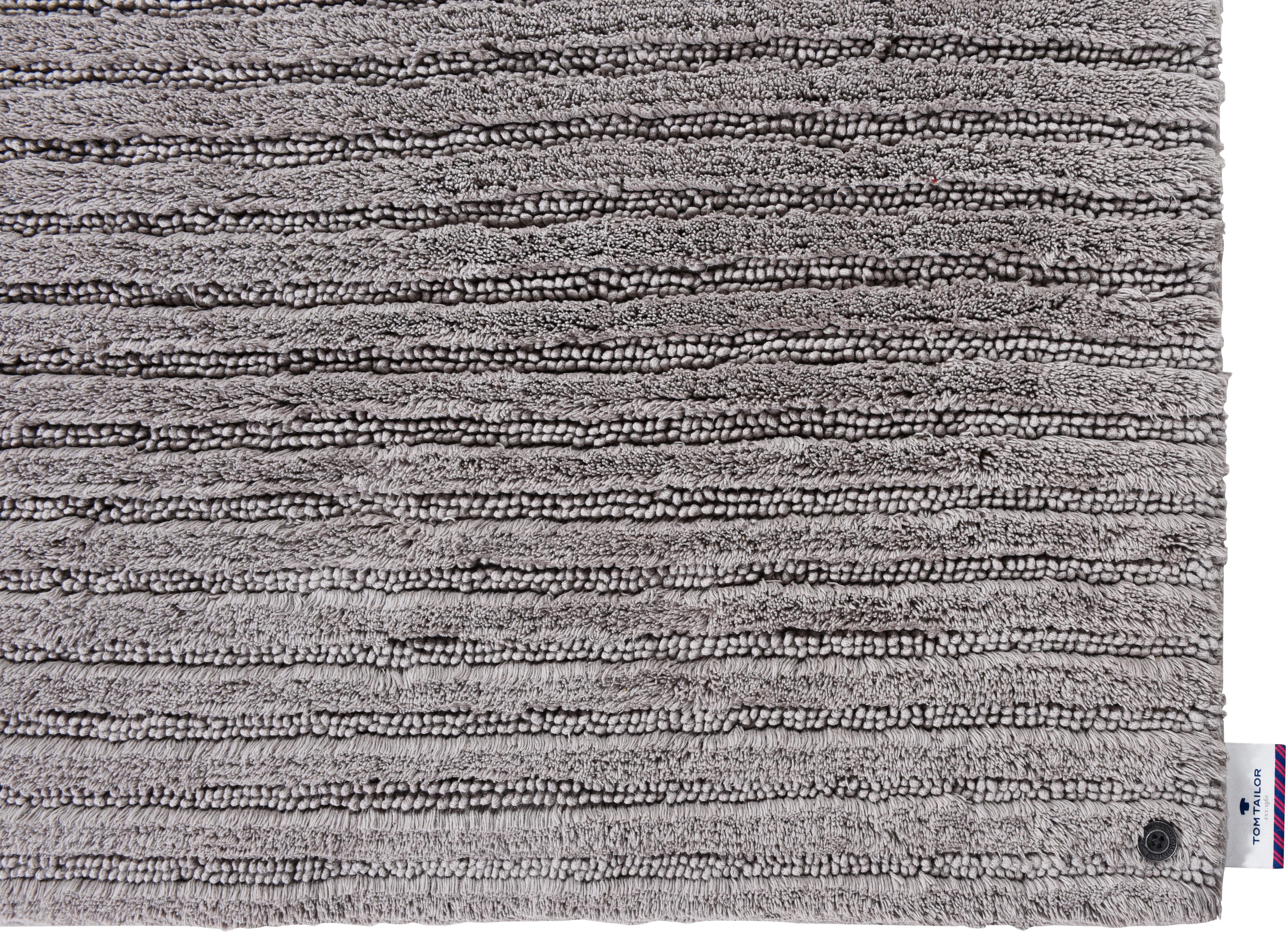 TOM TAILOR HOME Badmat Cotton Stripes Unikleurig, gestreept, puur katoen, reliëfeffect (1 stuk)