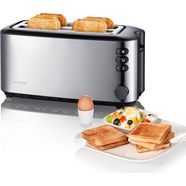 severin toaster at 2509 hoogwaardige hoogwaardige, warmte-isolerende en dubbelwandige edelstalenbehuizing, met opzethouder voor broodjes, ruimte voor maximaal 4 plakken brood zilver