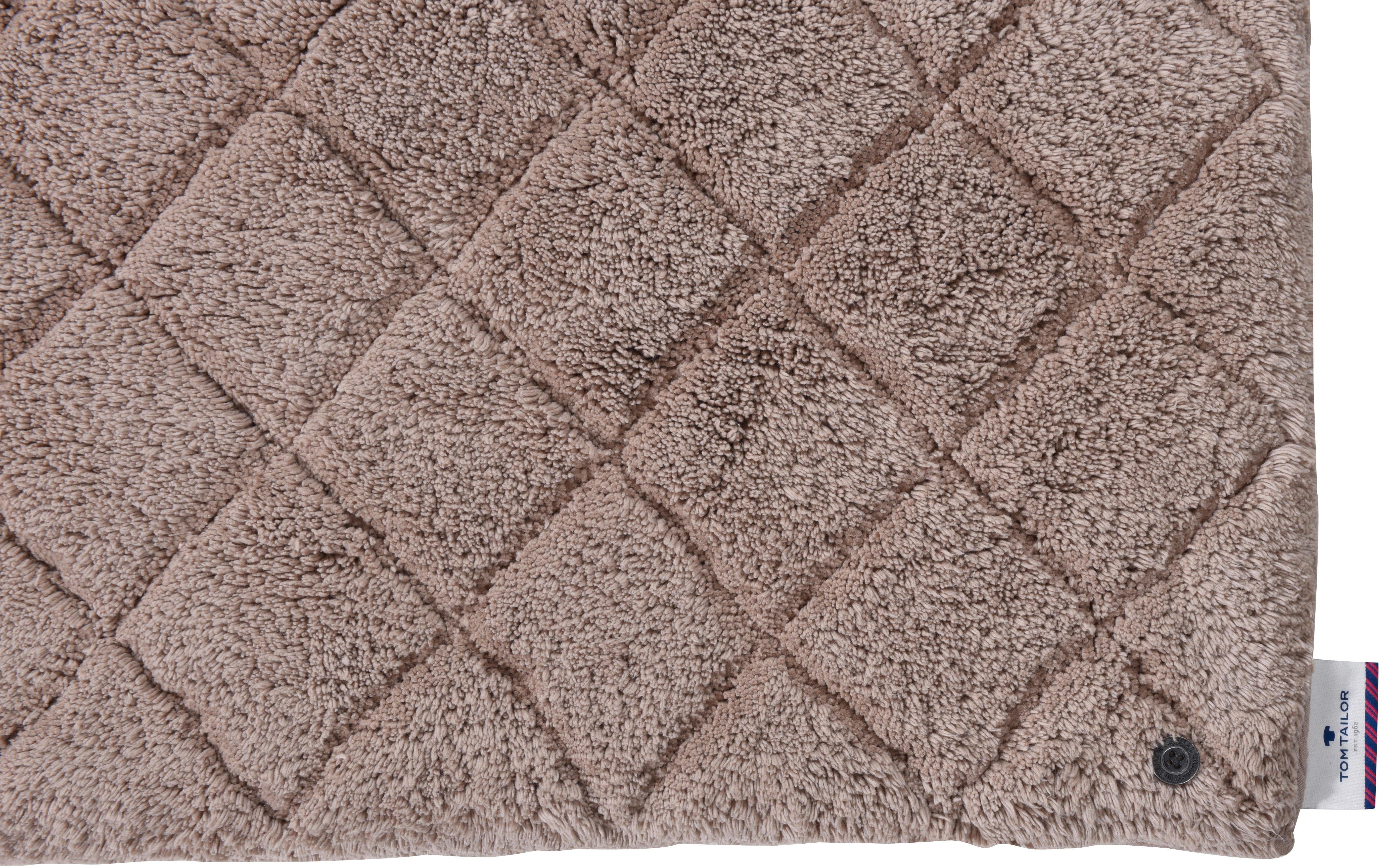 TOM TAILOR HOME Badmat Cotton Diamond Unikleurig, pastelkleuren, ruiten, puur katoen, zacht & behaaglijk (1 stuk)