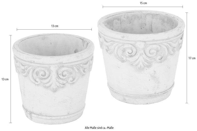 Home affaire Sierpot Betonnen bloempot met ornamenten, vaas (set, 2 stuks)