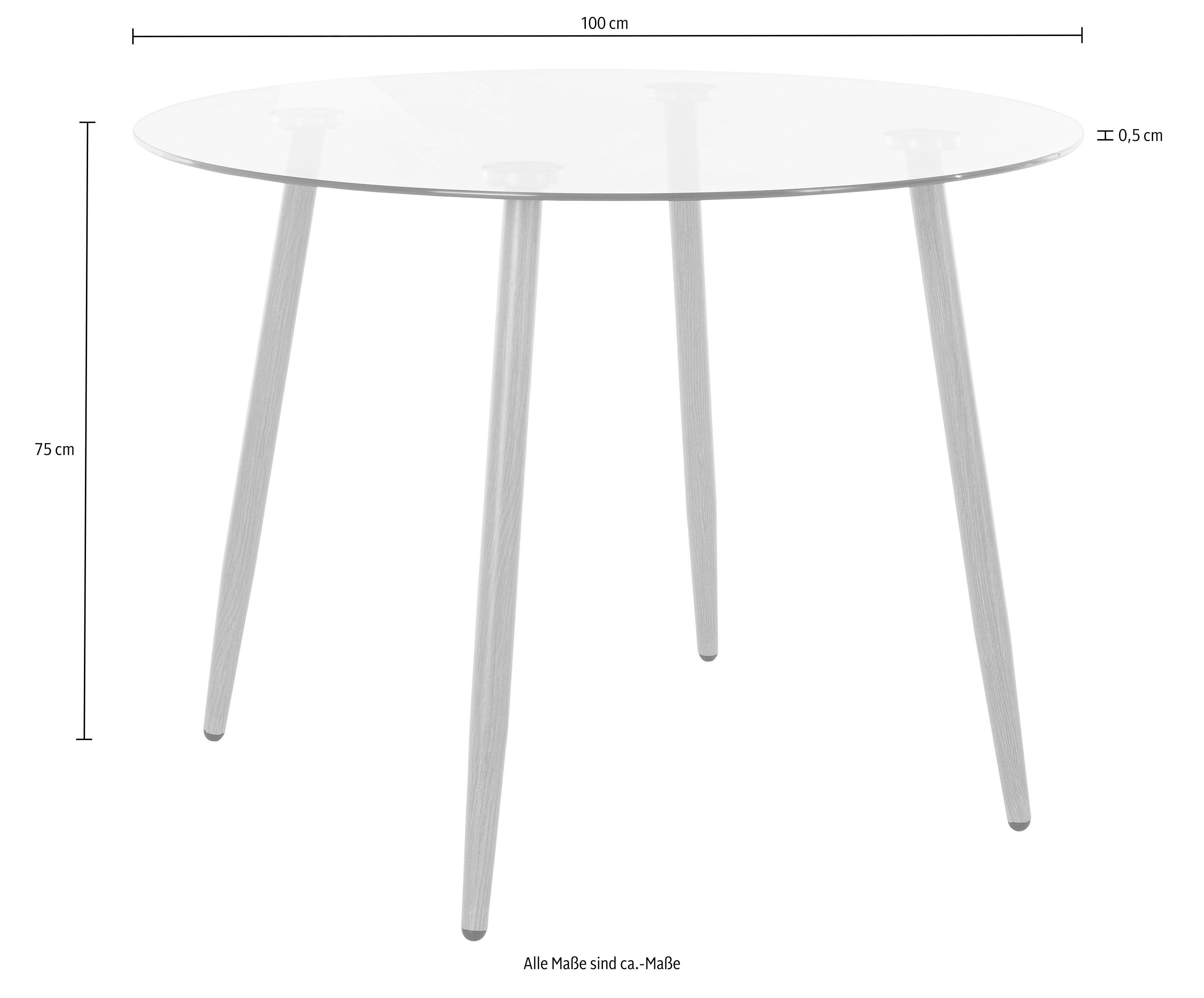 INOSIGN Glazen tafel Miller, TOPSELLER! ronde eettafel met een ø van 100 cm, verschillende maten