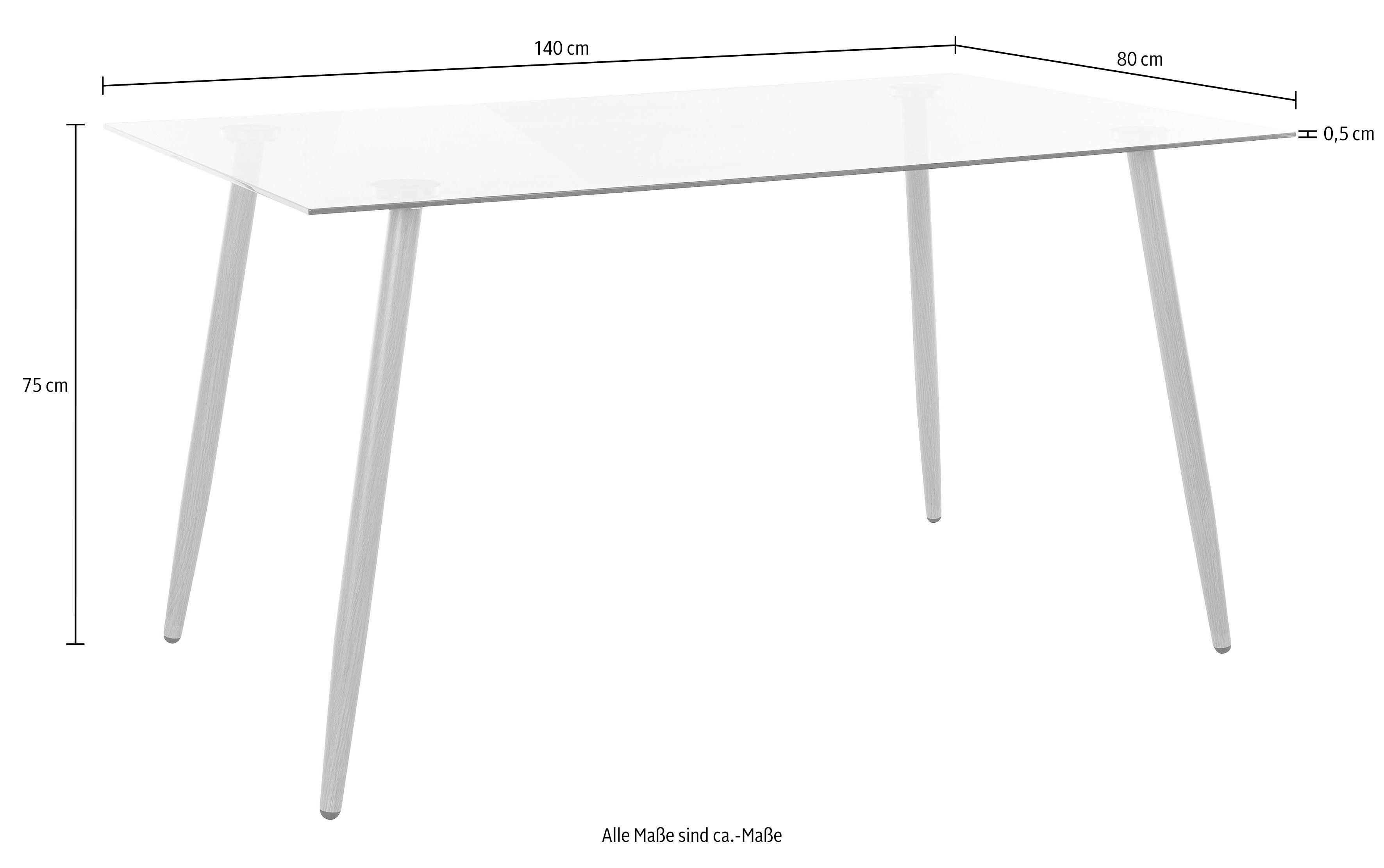 INOSIGN Glazen tafel MILLER Breedte 140 cm