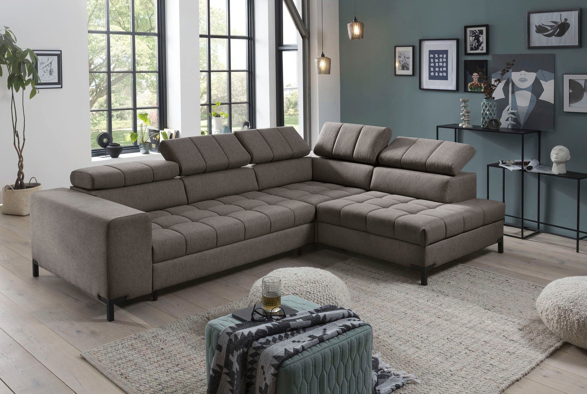 exxpo - sofa fashion Hoekbank Bocco, hoogwaardige afwerking, geweldig zitcomfort, comfortabel, L-vorm