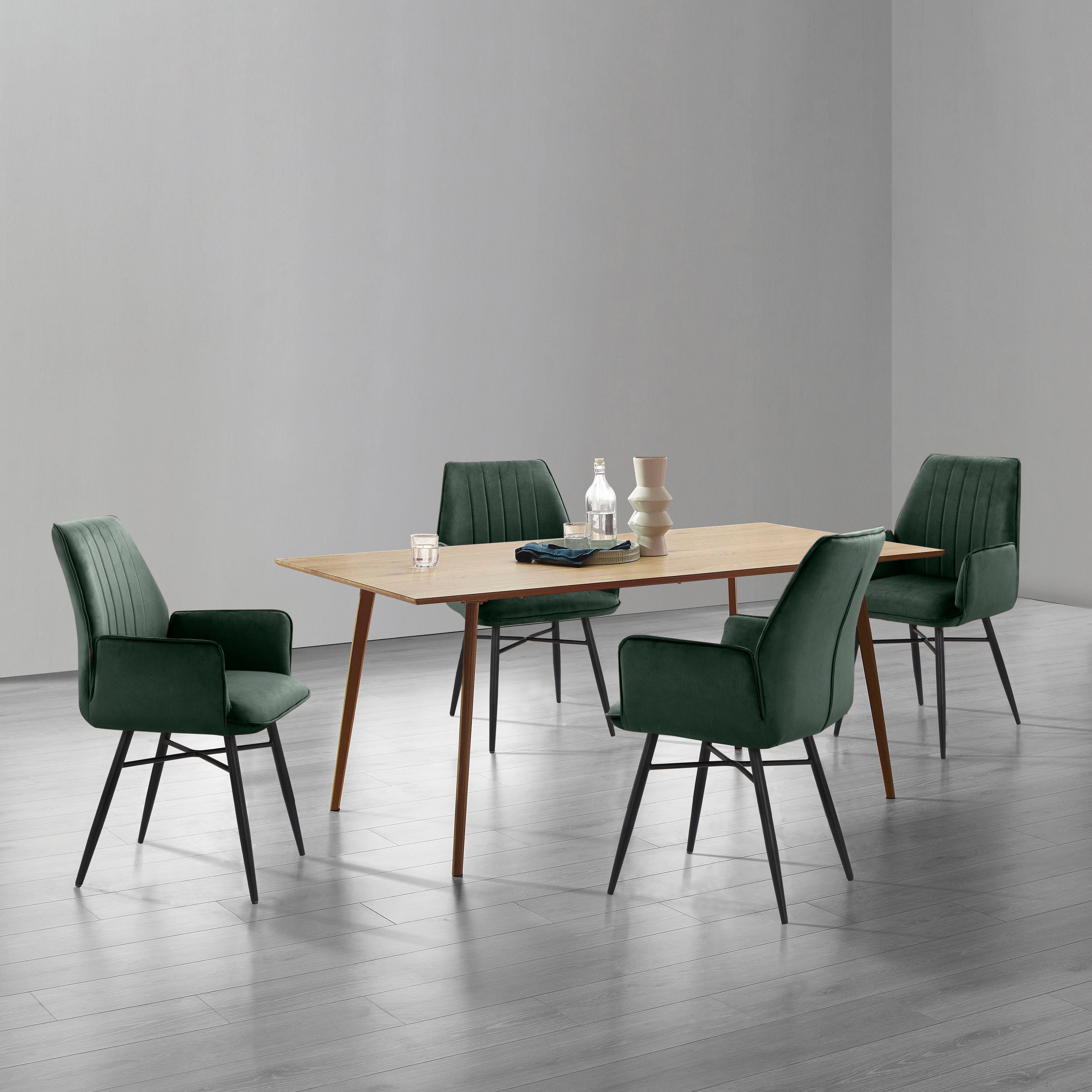 Leonique Eetkamerstoel Hrodwyn Zacht beklede zitting, met horizontale naden op de achterkant, zithoogte 52 cm (2 stuks)