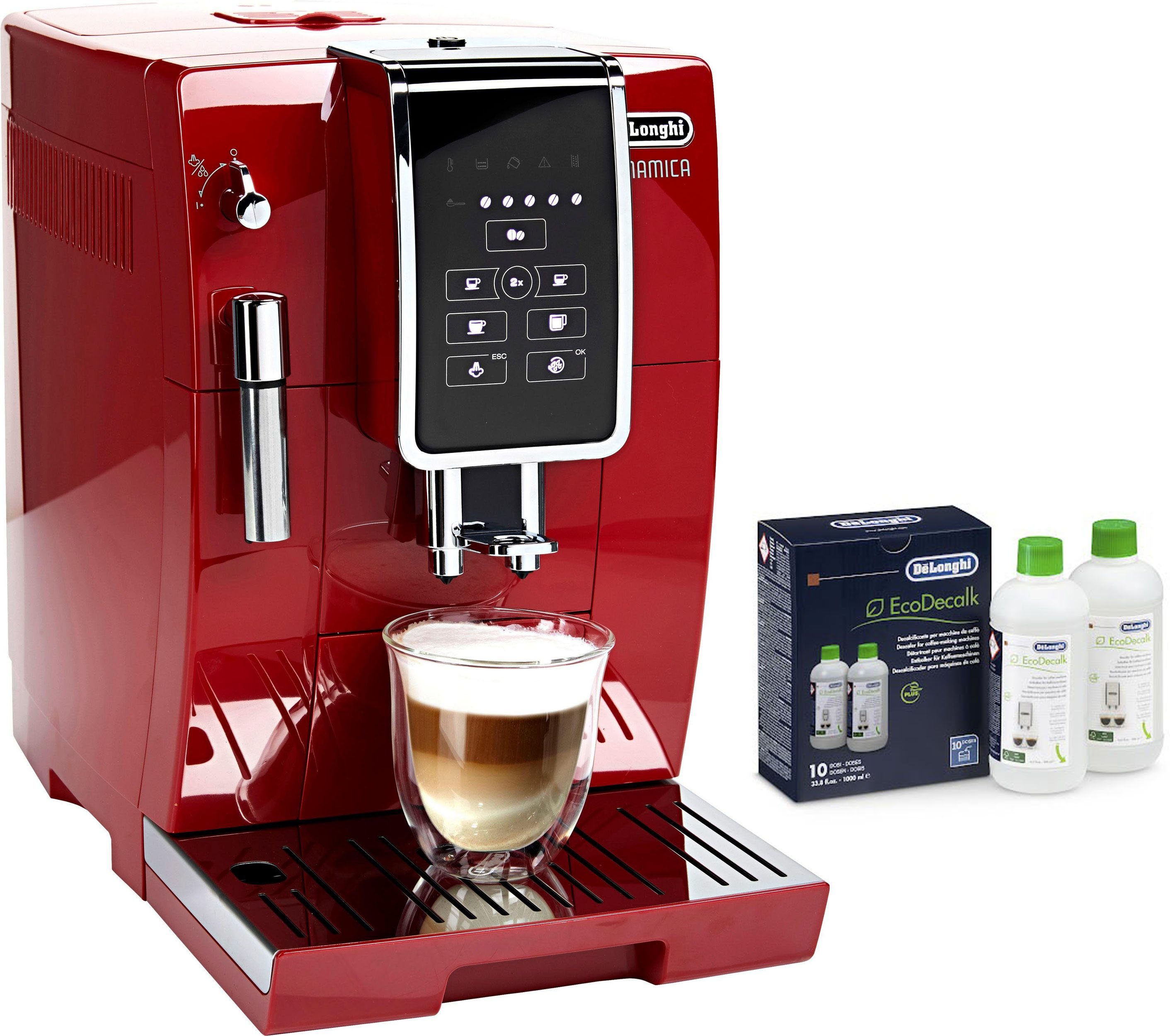 DELONGHI volautomatisch koffiezetapparaat Dinamica ECAM358.15.R, 1,8l reservoir, kegelmaalwerk