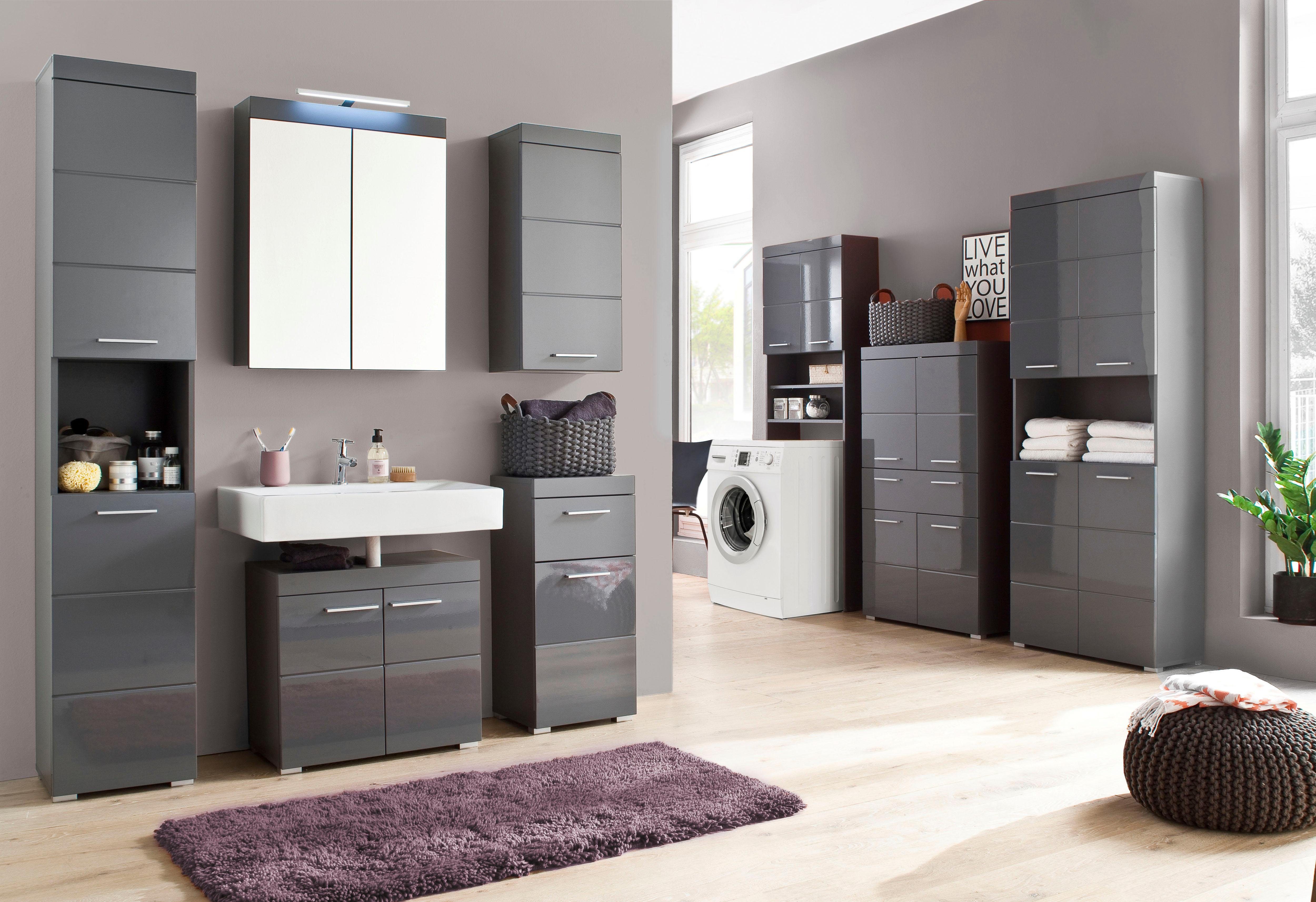 INOSIGN Halfhoge kast Avena Badkamerkast met 1 lade en 4 deuren - afmetingen (B/D/H) 73/31/130 cm