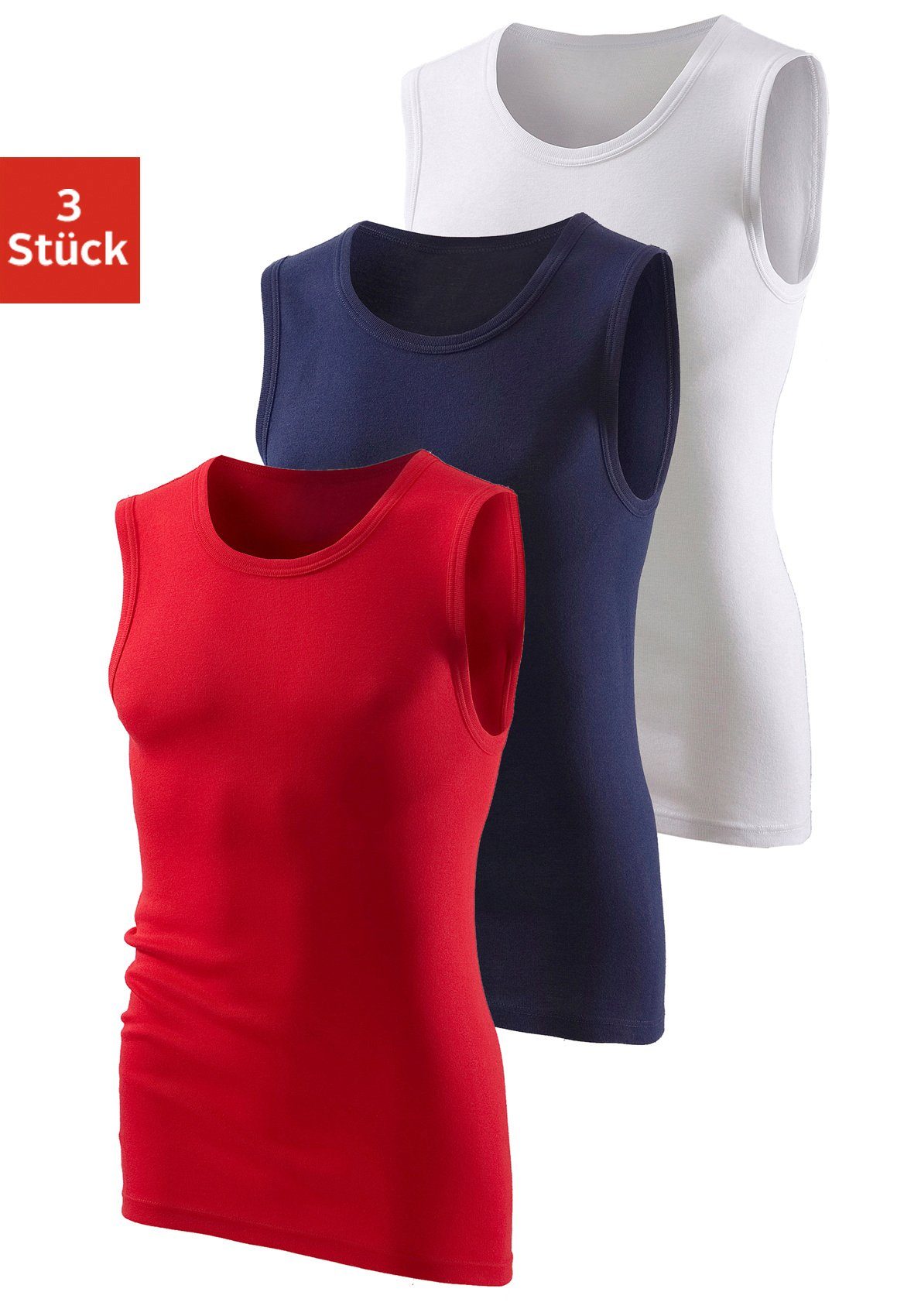 H.I.S Muscle-shirt zonder zijnaden optimale pasvorm (3-delig)