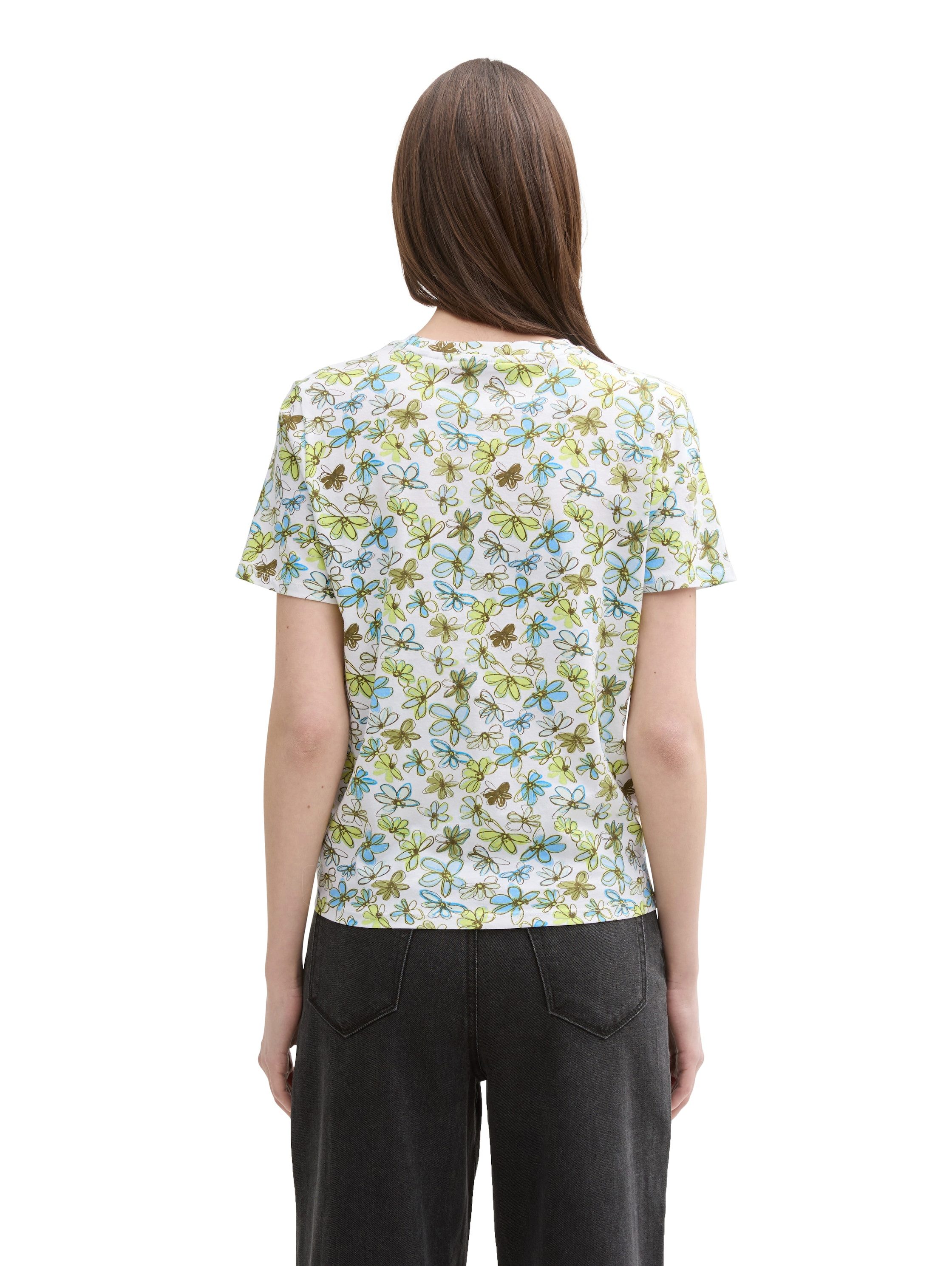 Tom Tailor Denim T-shirt met minimalprint en zij-knoop