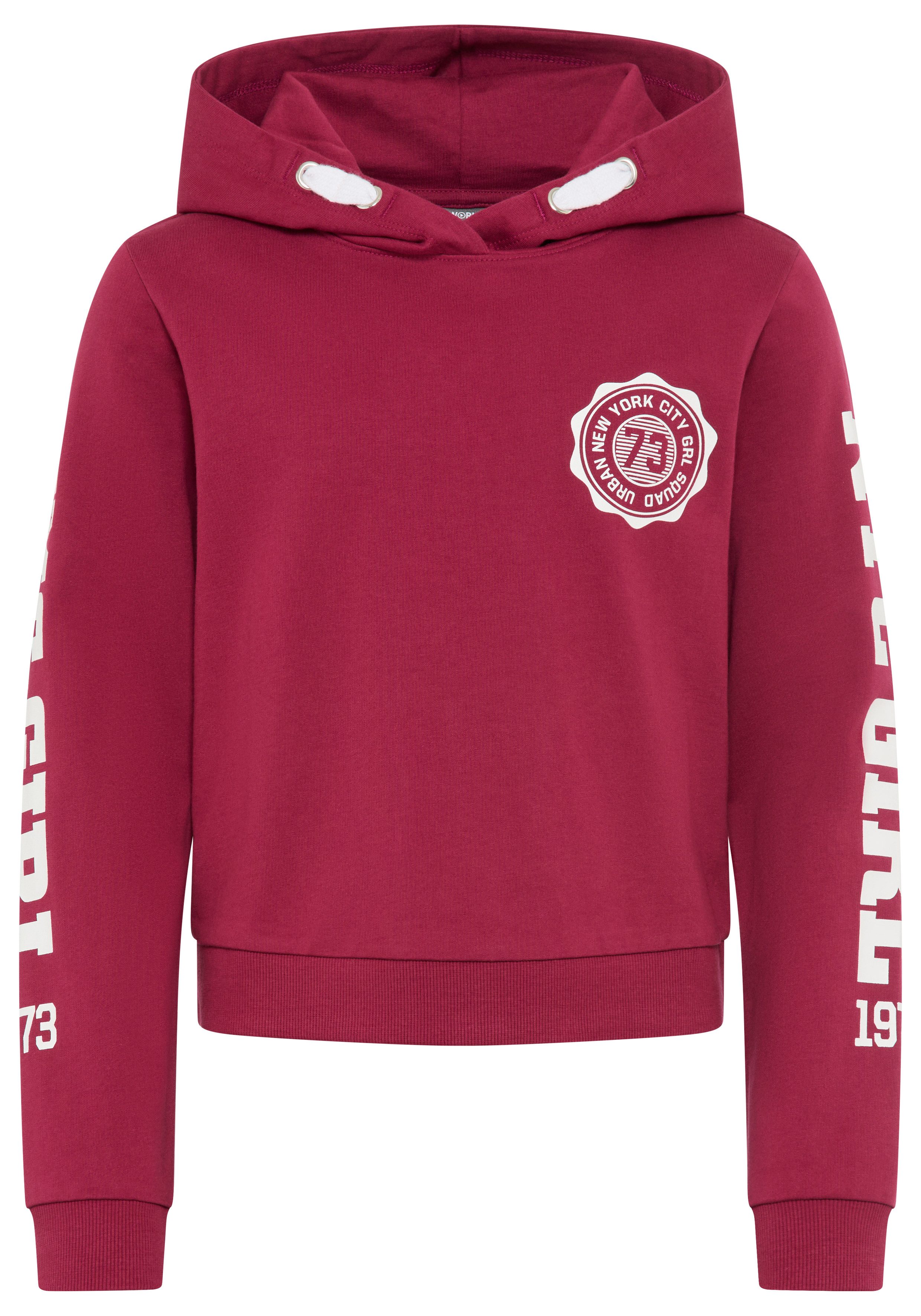 KIDSWORLD Hoodie Shirt met mouwprint Lange mouwen, met stijlvolle print, met capuchon, van katoen