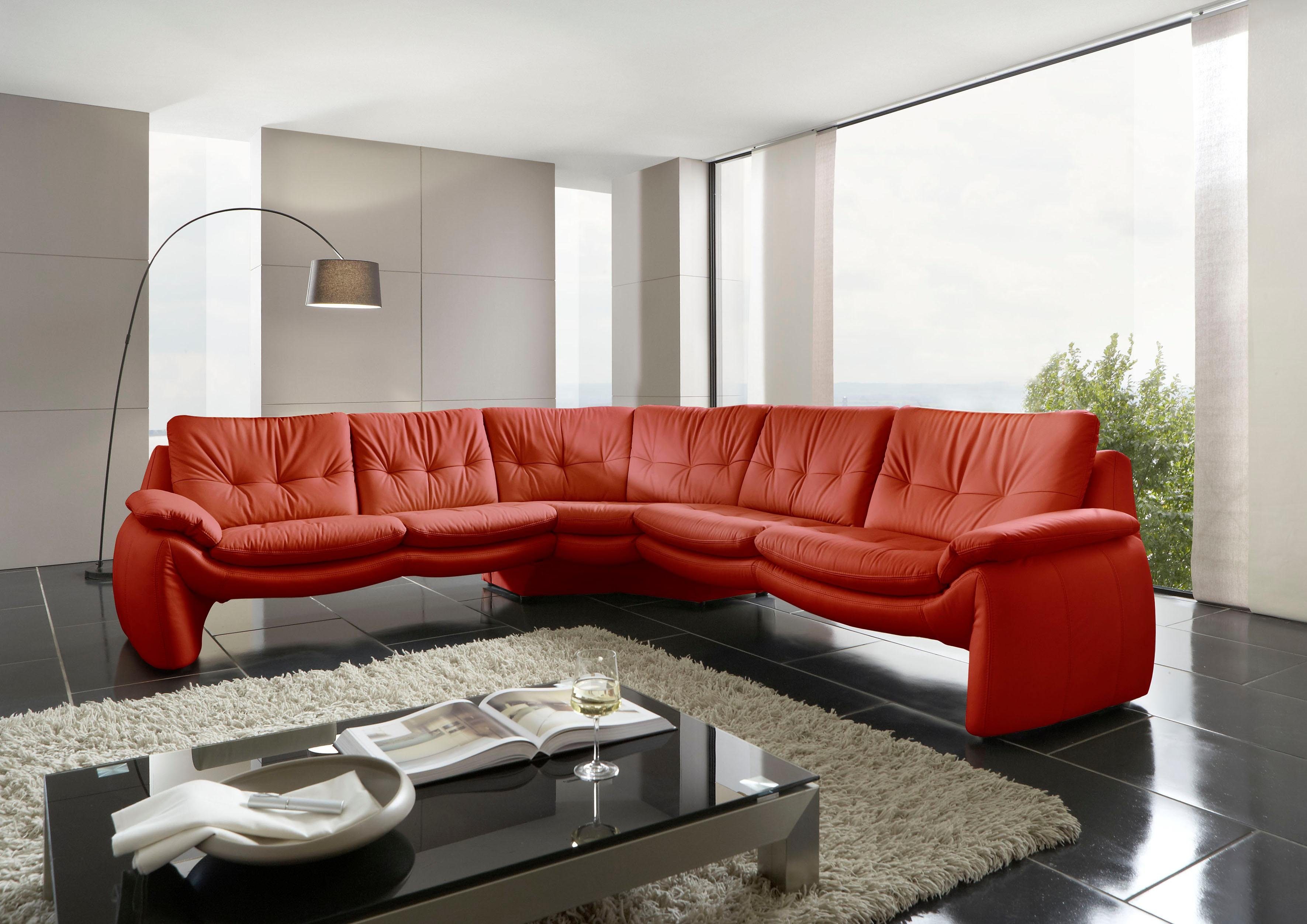Places of Style Hoekbank Luna L-vorm met een unieke uitstraling rood, hoekbanken, Lange zijde rechts