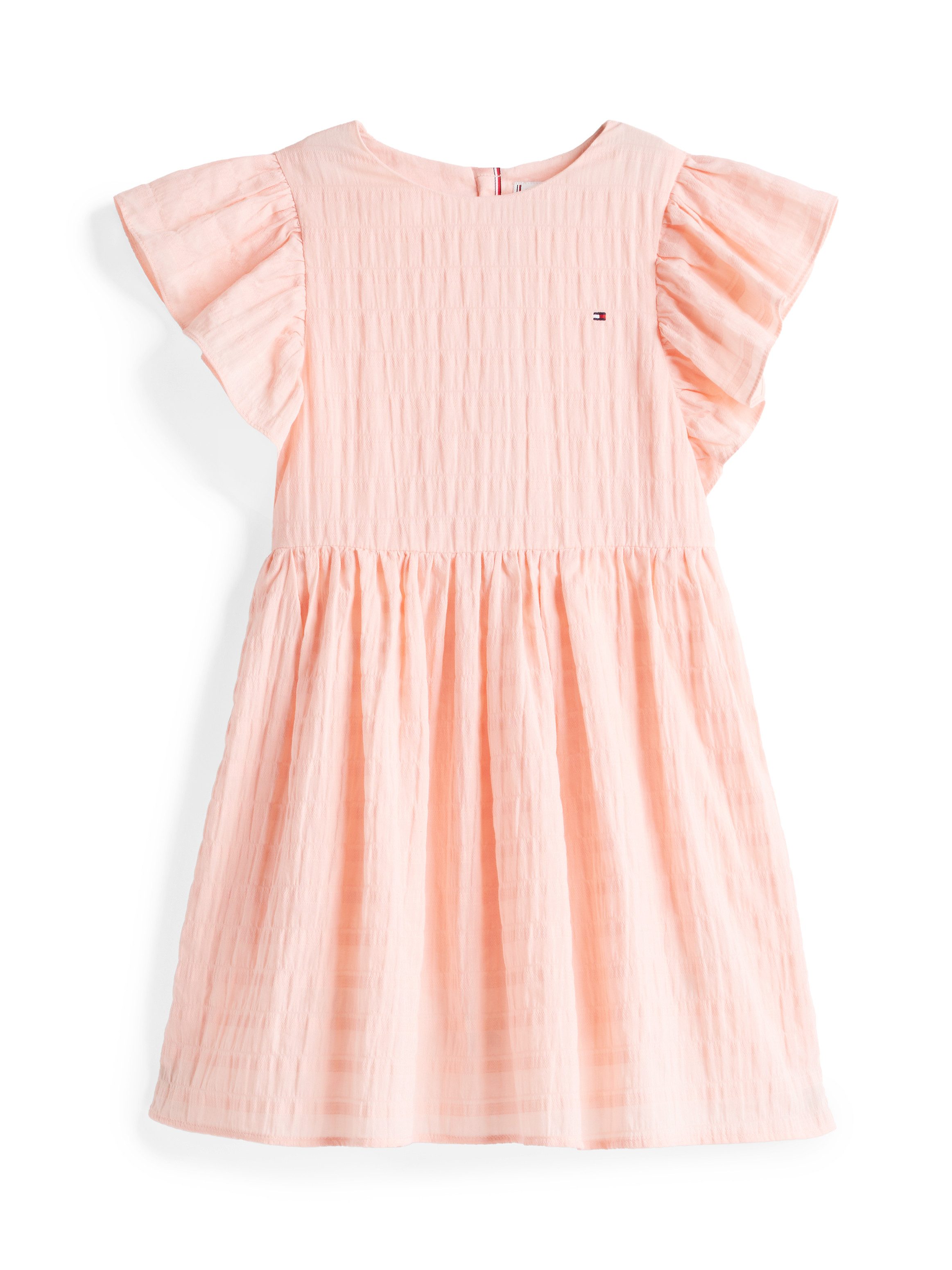 Tommy Hilfiger Zomerjurk TEXTURED COTTON met vleugel mouwen, met structuur