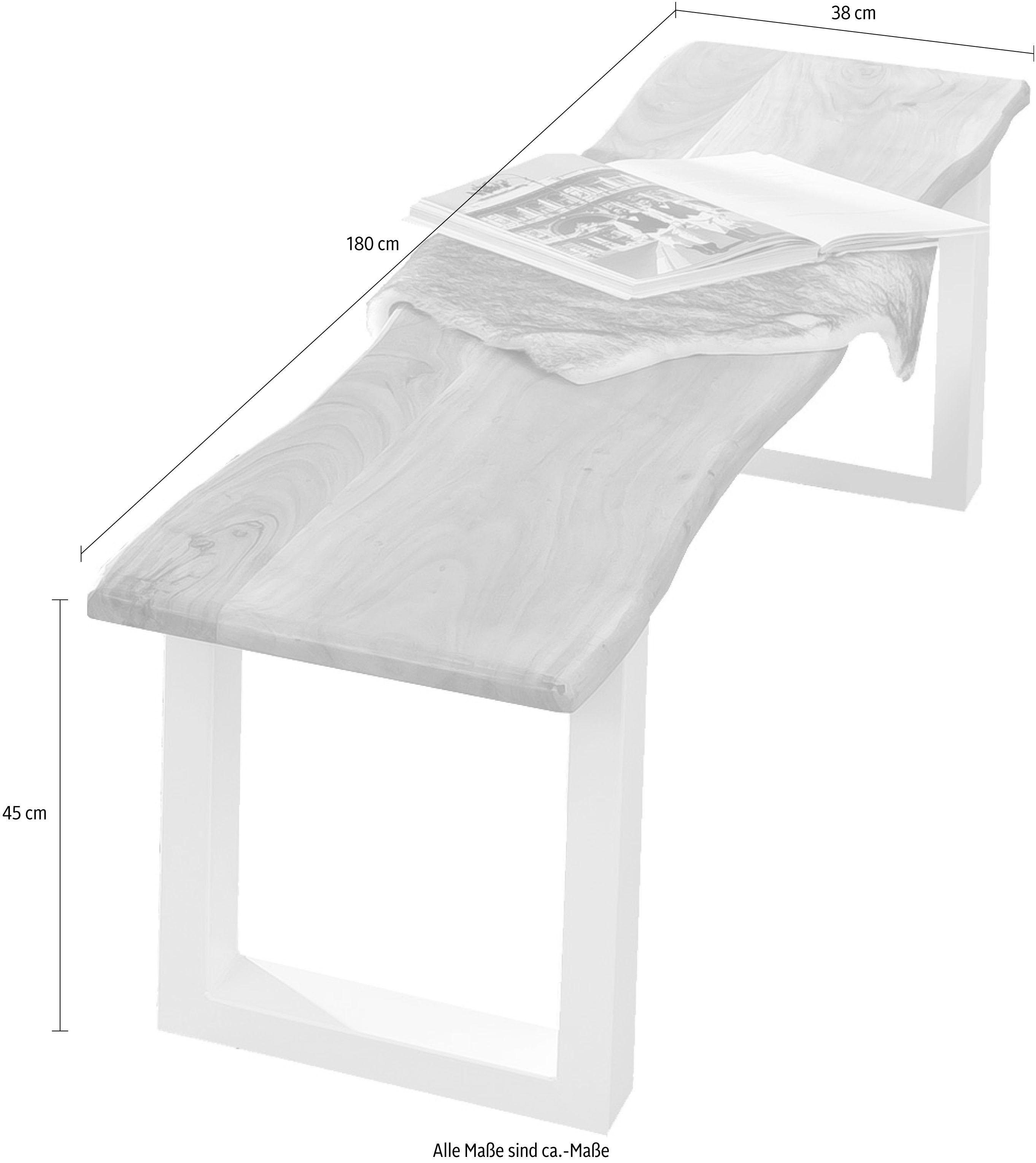 Home affaire Bank Manhattan in boomstam-look en frame u-model van wit metaal