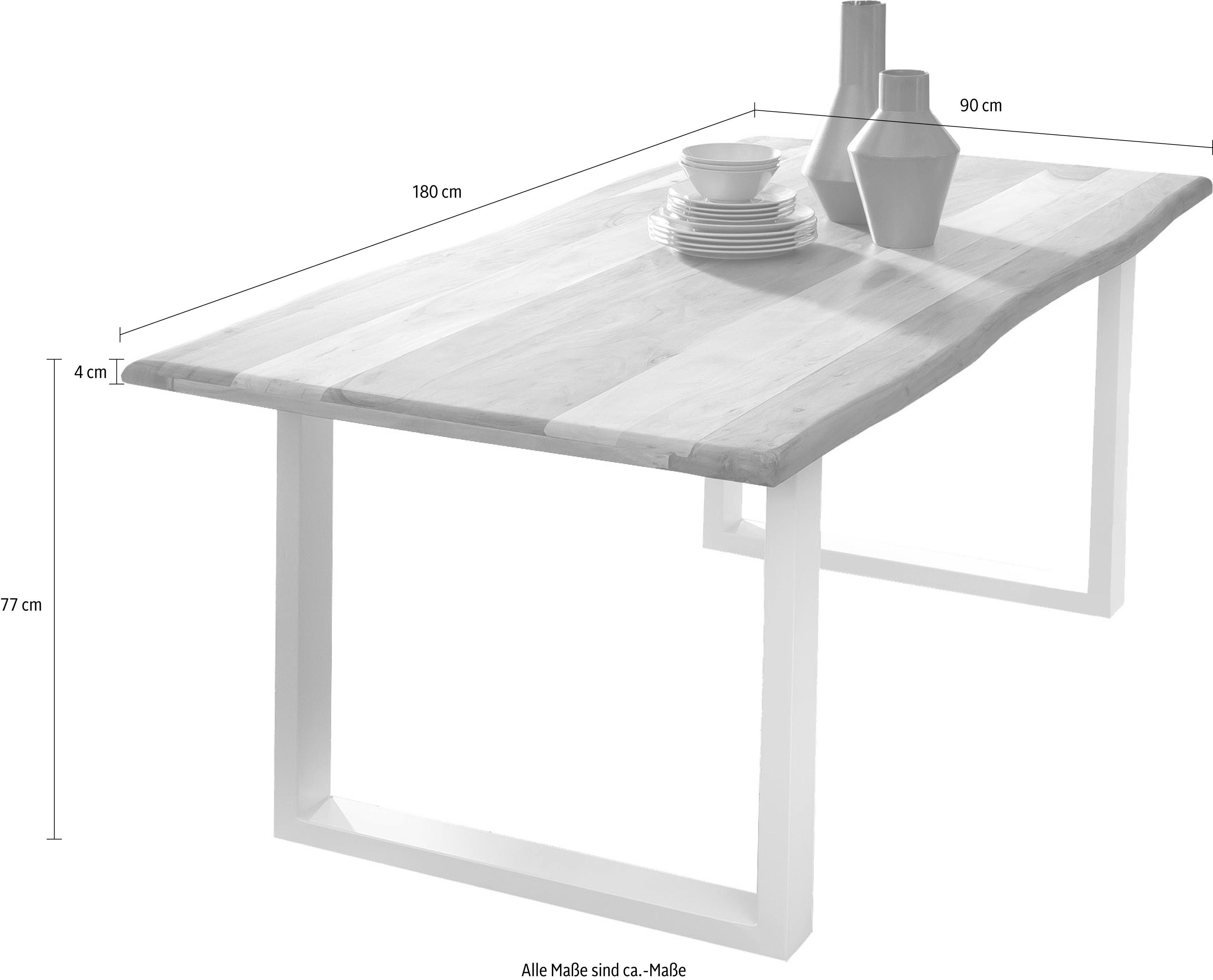 Home affaire Eettafel Manhattan in boomstam-look en frame u-model van wit metaal