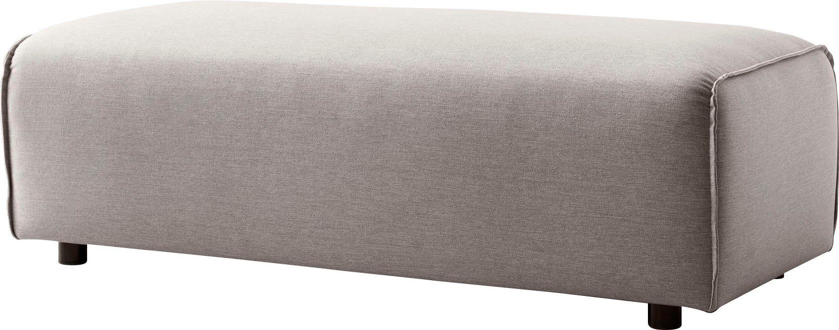 LeGer Home by Lena Gercke Hocker PIARA, poef met biesnaad in cord of linnenlook bij de serie piara, rechthoekig, zwarte voeten, comfortabel zitcomfort
