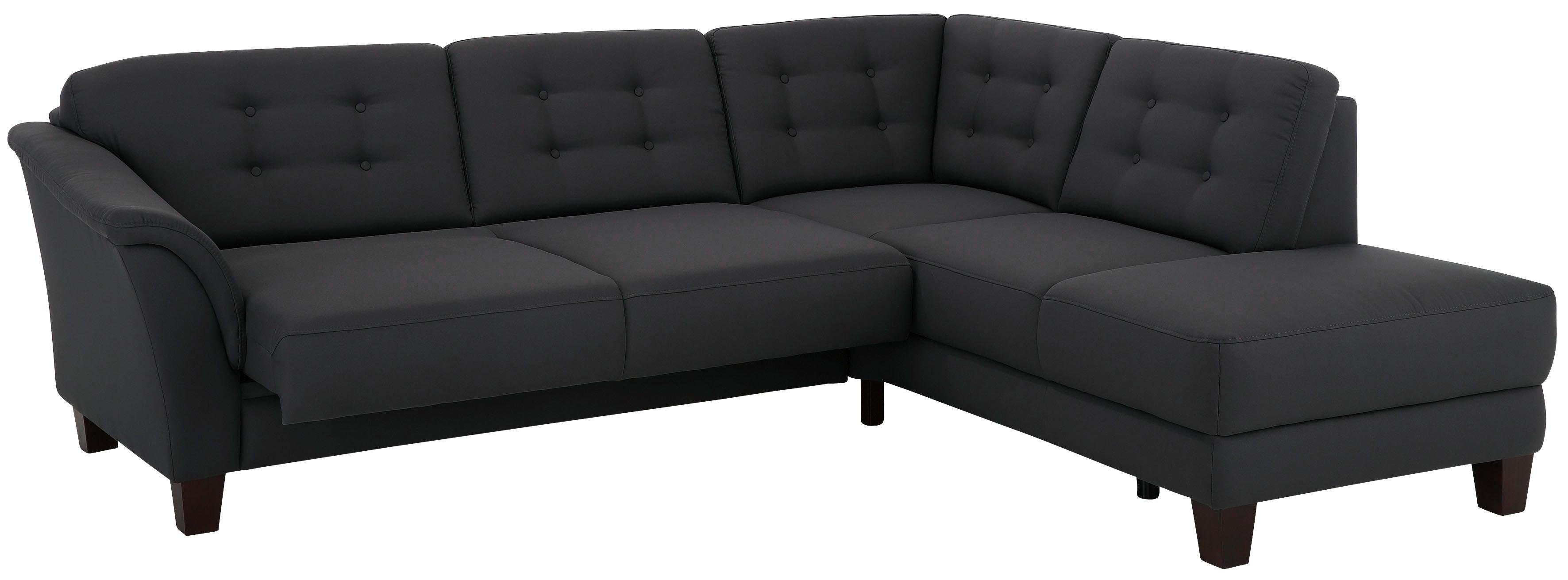 Home affaire Hoekbank Trondheim L-vorm met binnenvering en capitonnage achter, poten beuken donker