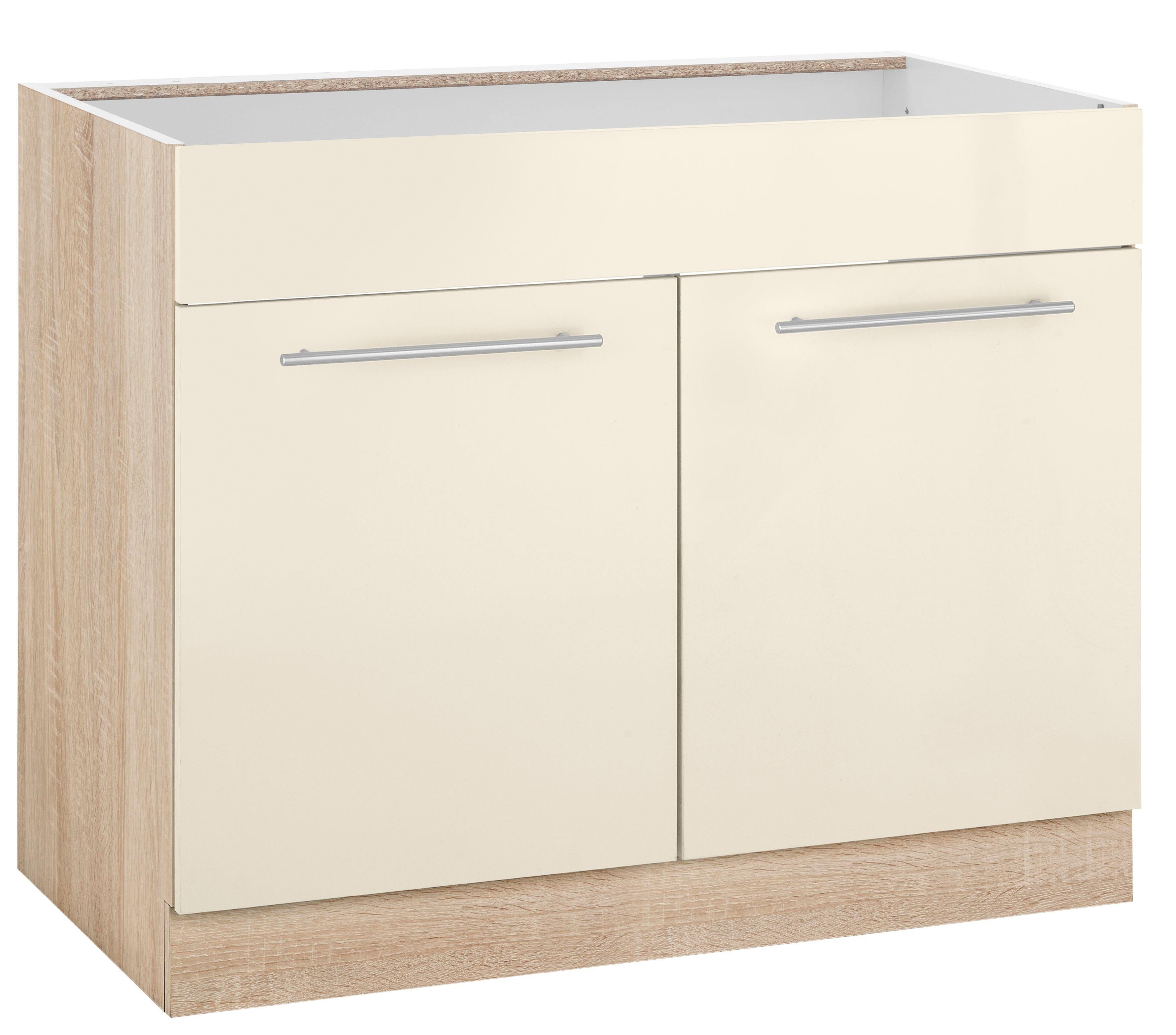 wiho Küchen Gootsteenkast Flexi2 Breedte 100 cm gootsteenkasten beige
